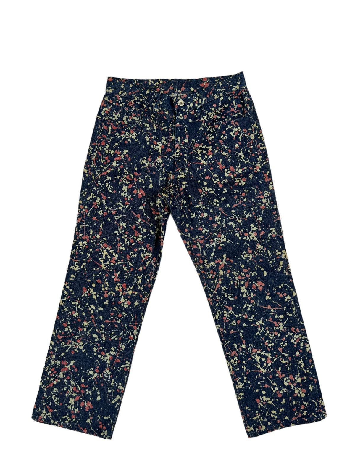 291295=Homme 291295 = HOMME Demolition Splatter Paint Design Crop Jeans Size US 30 / EU 46 - 1 Thumbnail