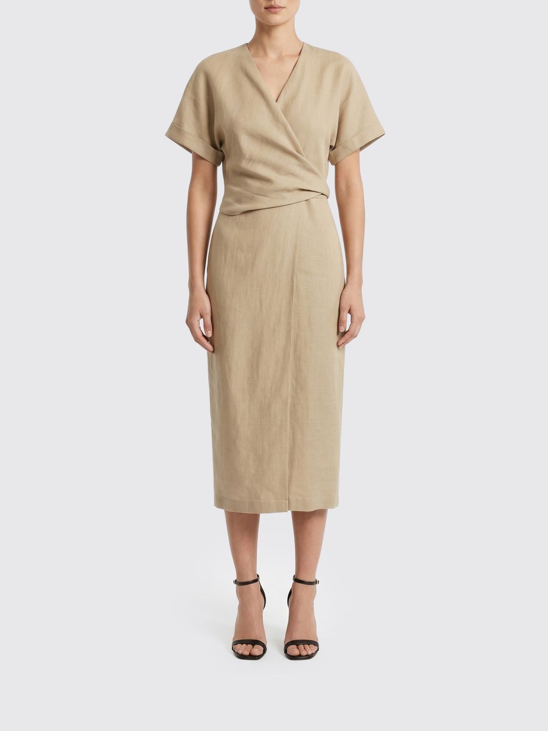 Brunello Cucinelli Brunello Cucinelli Dress Woman Beige Size L / US 10 / IT 46 - 1 Thumbnail