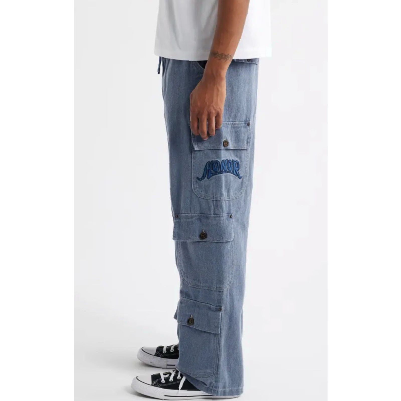 Honor the Gift VINTAGE Honor The Gift Motorhead Cotton Twill Cargo Blue Utility Pants SZ 32 Mens Cargo Pants Regular 32in inseam Blue Size US 32 / EU 48 - 3 Thumbnail