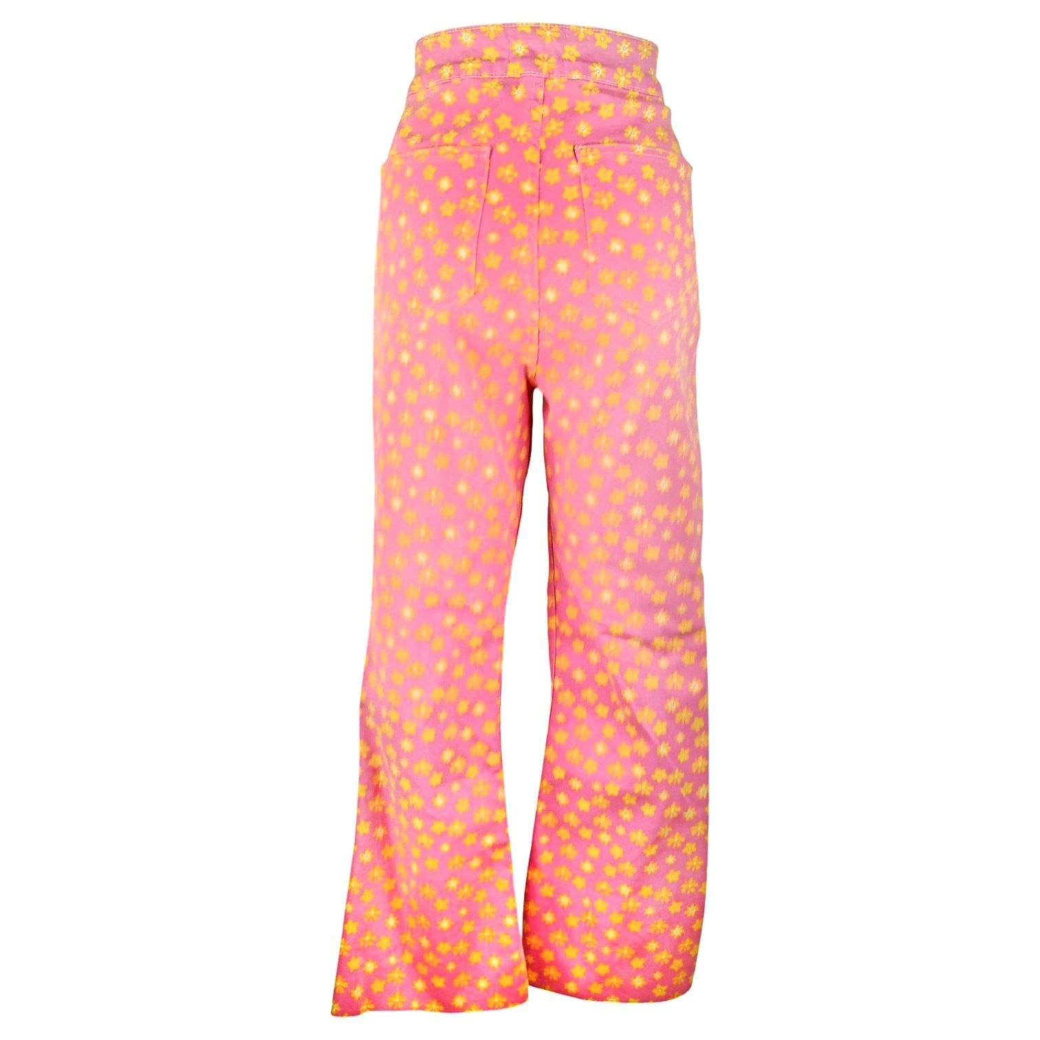 Zara Zara Floral Printed High Rise Flared Crop Jean Sz 12 Flower Size 34" / US 12 / IT 48 - 3 Thumbnail