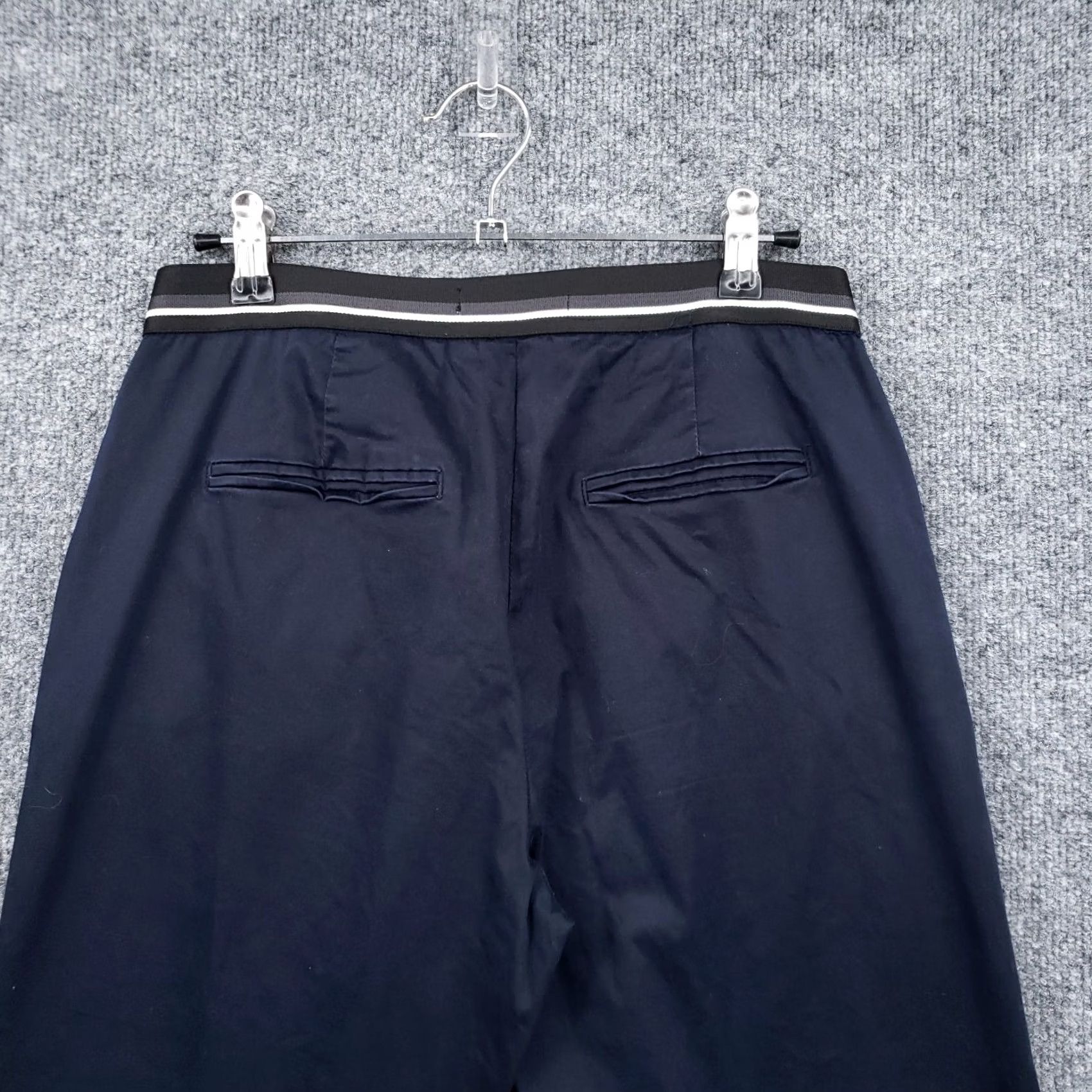 Vintage Pull&Bear Pants Womens S Small Blue Chino Mid Rise Tapered Cropped Flat Front Regular Waist 28in Inseam 24.5in Zip Pockets Size 28" / US 6 / IT 42 - 7 Thumbnail