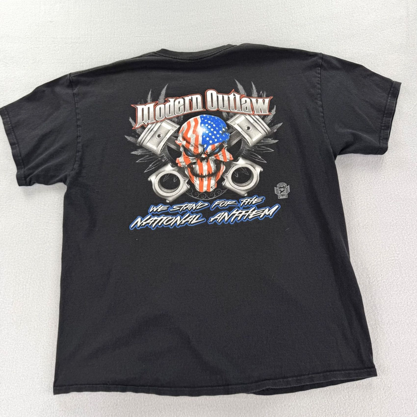 Vintage VINTAGE Modern Outlaw Shirt Mens XL American Flag Skull Piston Graphic Tee Patriotic Mot Size US XL / EU 56 / 4 - 2 Thumbnail