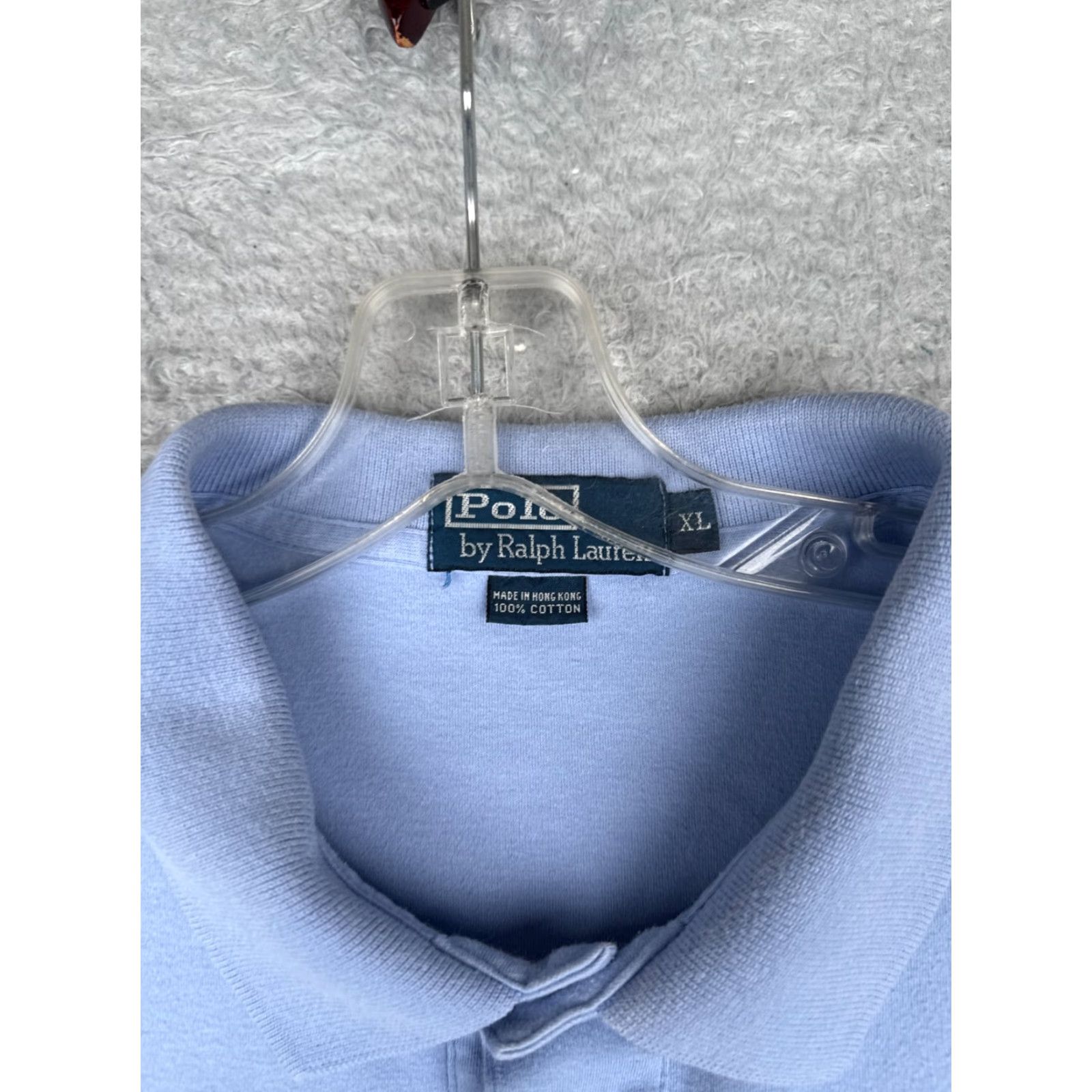 Ralph Lauren VINTAGE Ralph Lauren Polo Shirt Adult XL Blue 100% Cotton Short Sleeve Men's Polo Shirt, Regular Fit, Button Embroidered Logo, 44 Chest, 28 in Size US XL / EU 56 / 4 - 7 Thumbnail
