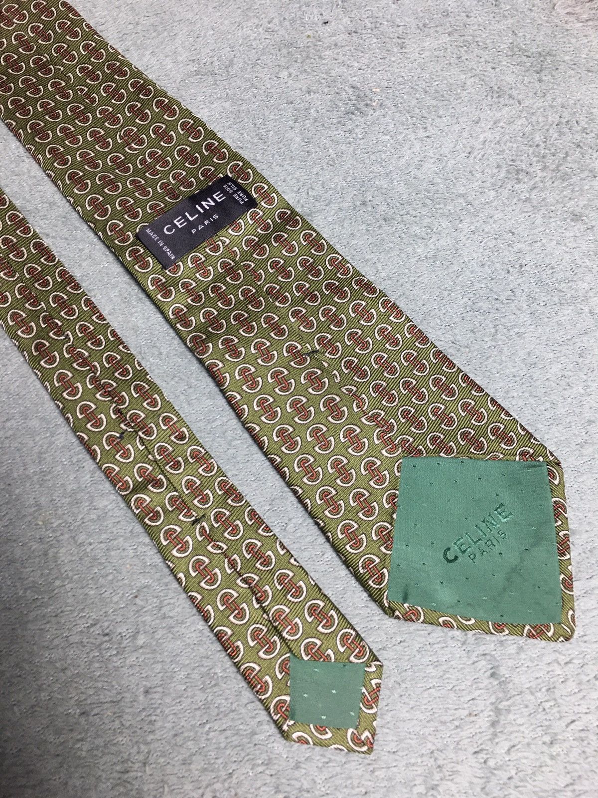 Celine CELINE Vintage Elegant Buckle Logo Italy Silk Mens Tie Size ONE SIZE - 4 Thumbnail