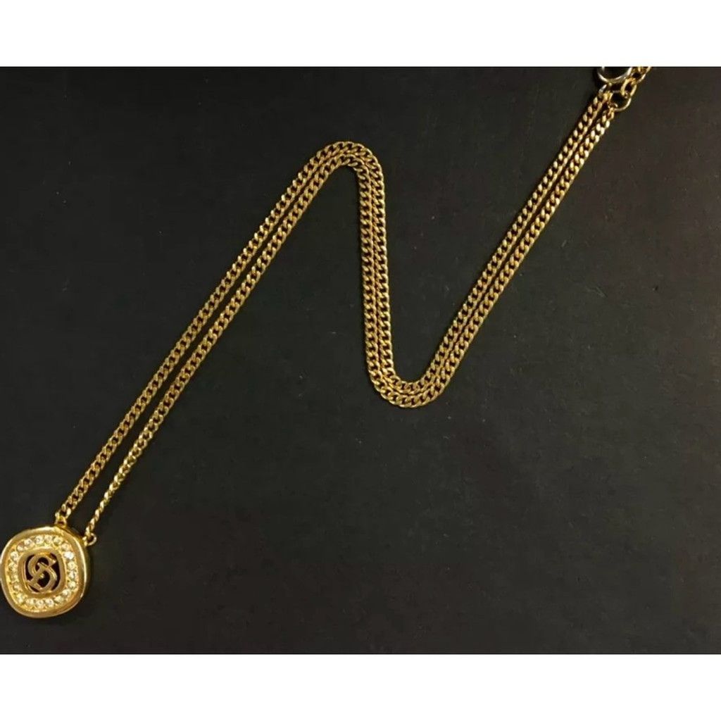 Dior Christian Dior CD logo gold and crystal necklace Size ONE SIZE - 4 Thumbnail