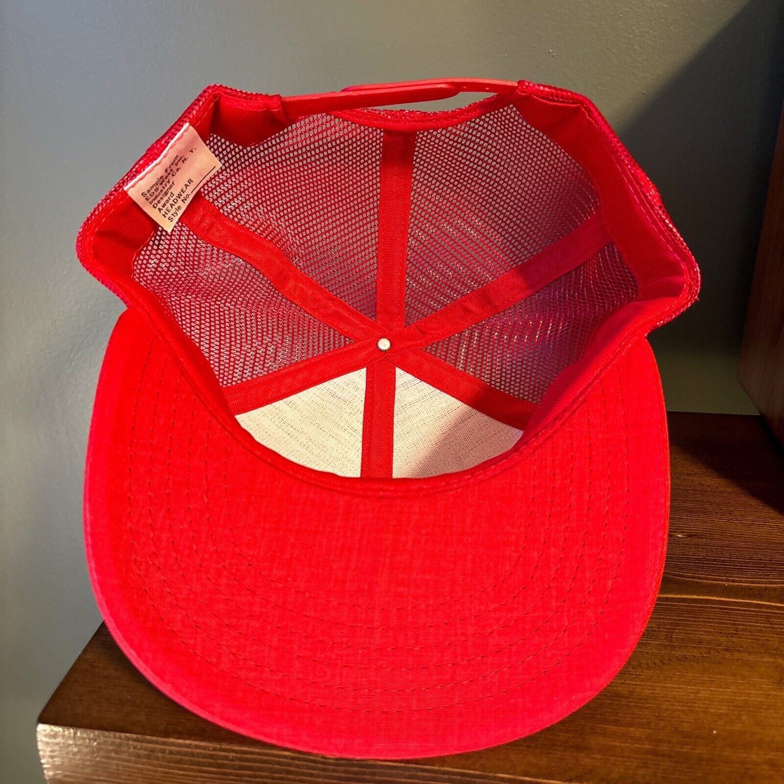 Designer Vintage TAG Sample Red Mesh Trucker Snapback Hat Size ONE SIZE - 6 Thumbnail