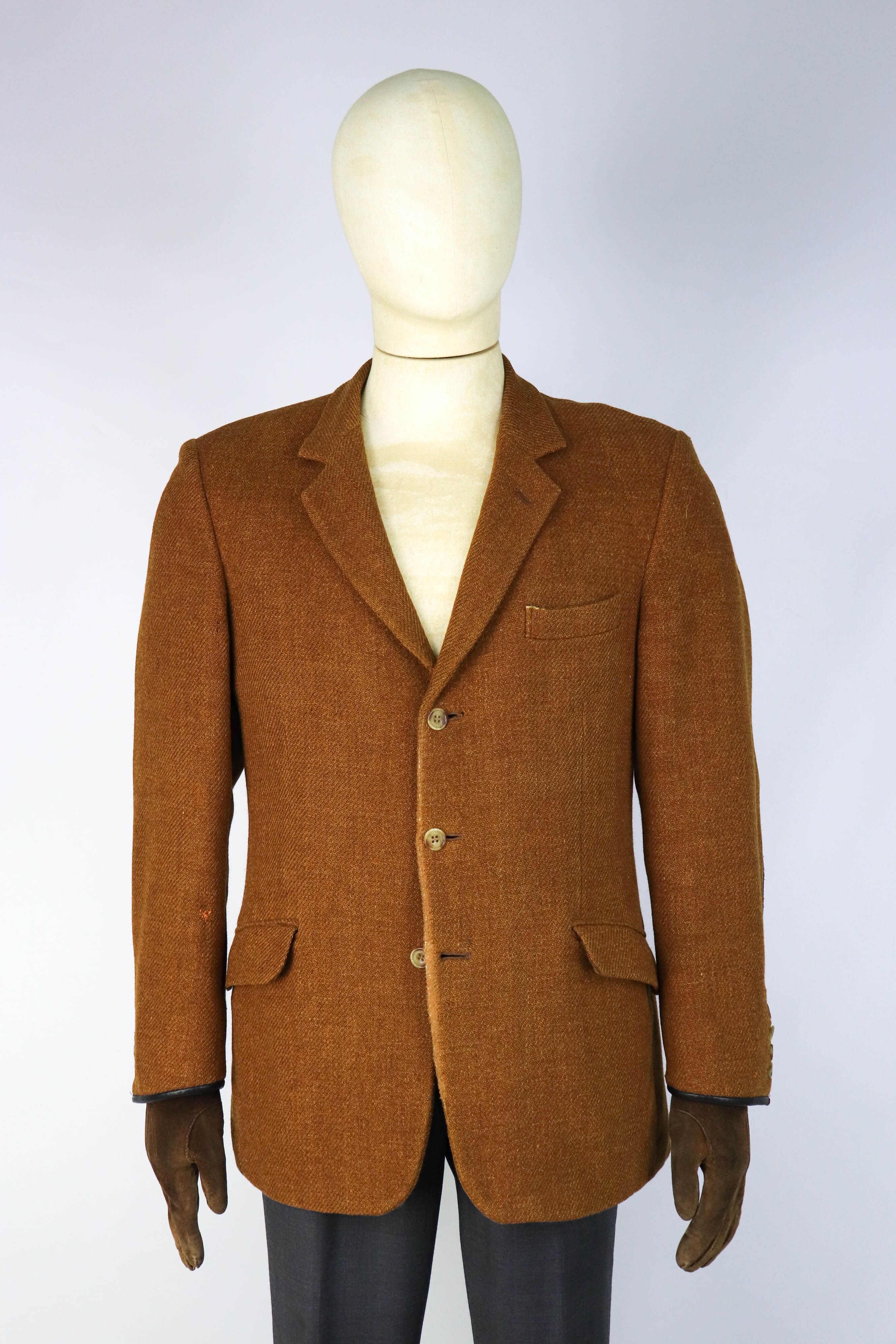 Hackett HACKETT England Made Leather Patches Distressed Tweed Blazer Size US M / EU 48-50 / 2 - 3 Thumbnail
