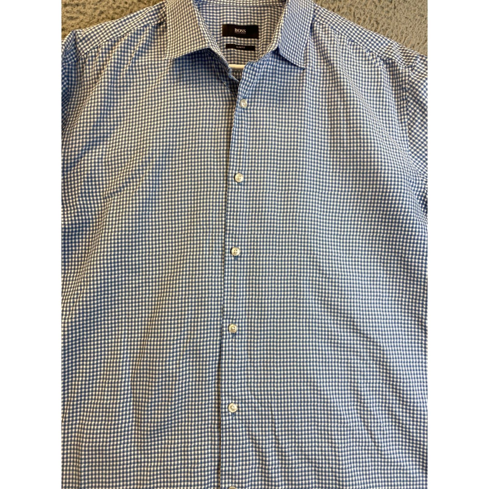 Hugo Boss Hugo Boss Shirt Men's 17 Slim Blue Striped Dress Shirt Button-Down Casual Business USA Size US XL / EU 56 / 4 - 4 Thumbnail
