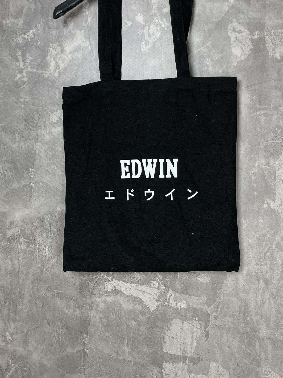 Edwin × Japanese Brand Edwin Japanese Big Logo Black Cotton Shoper Handle Bag Size ONE SIZE - 4 Thumbnail