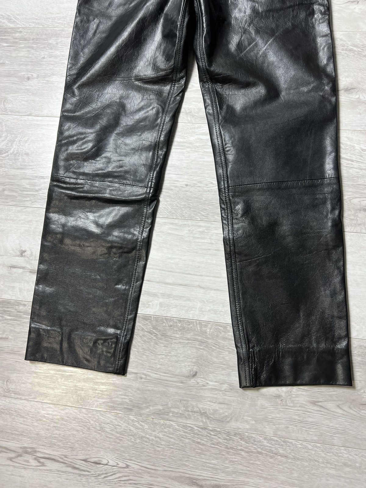 Genuine Leather × Vintage Vintage Men’s Real Leather Pants – Biker Black – Size 33 Size US 33 - 7 Thumbnail