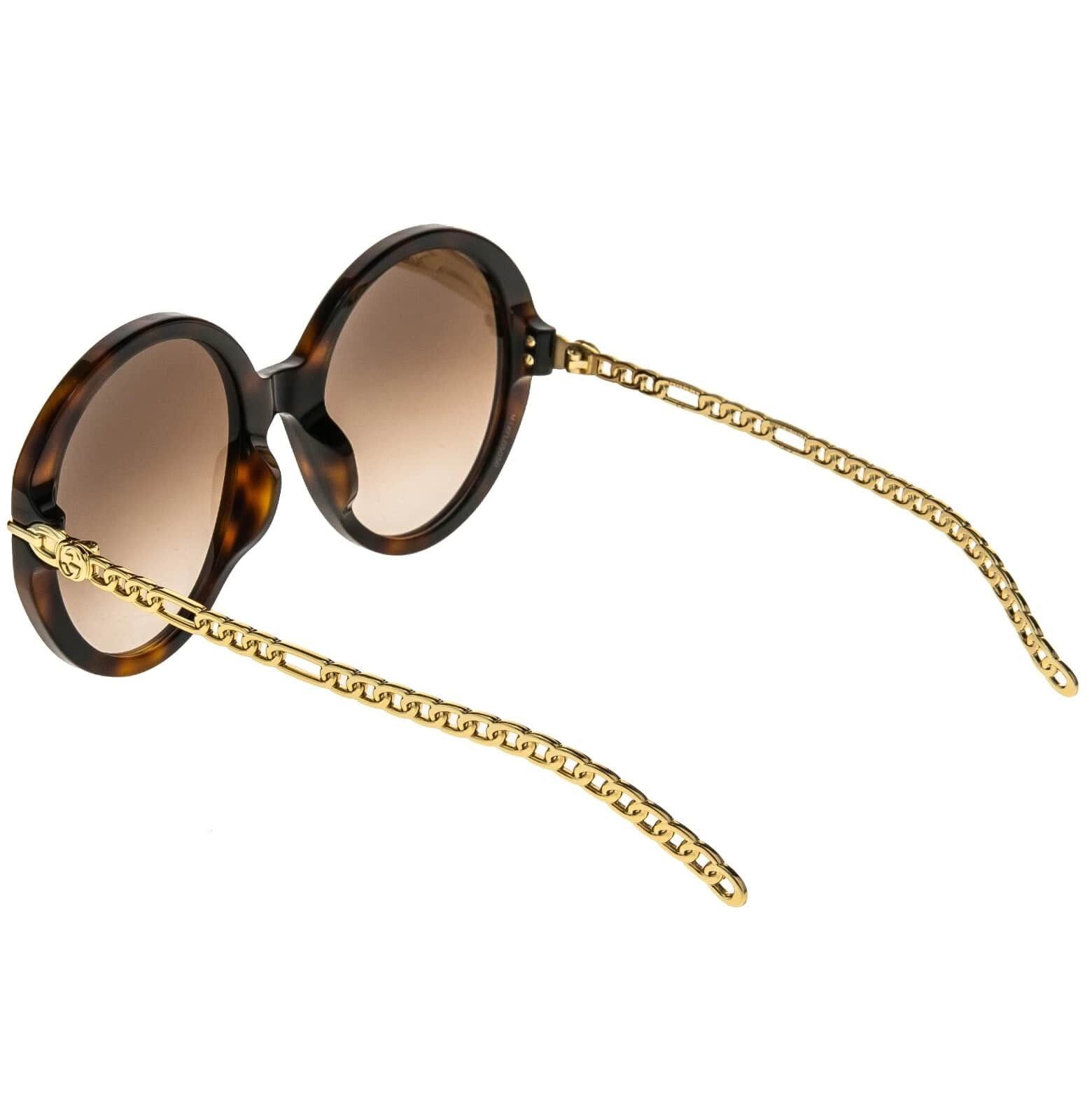 Gucci GUCCI GG0726S CHAIN 0726 Gold Brown Metal Round 002 Size ONE SIZE - 3 Thumbnail