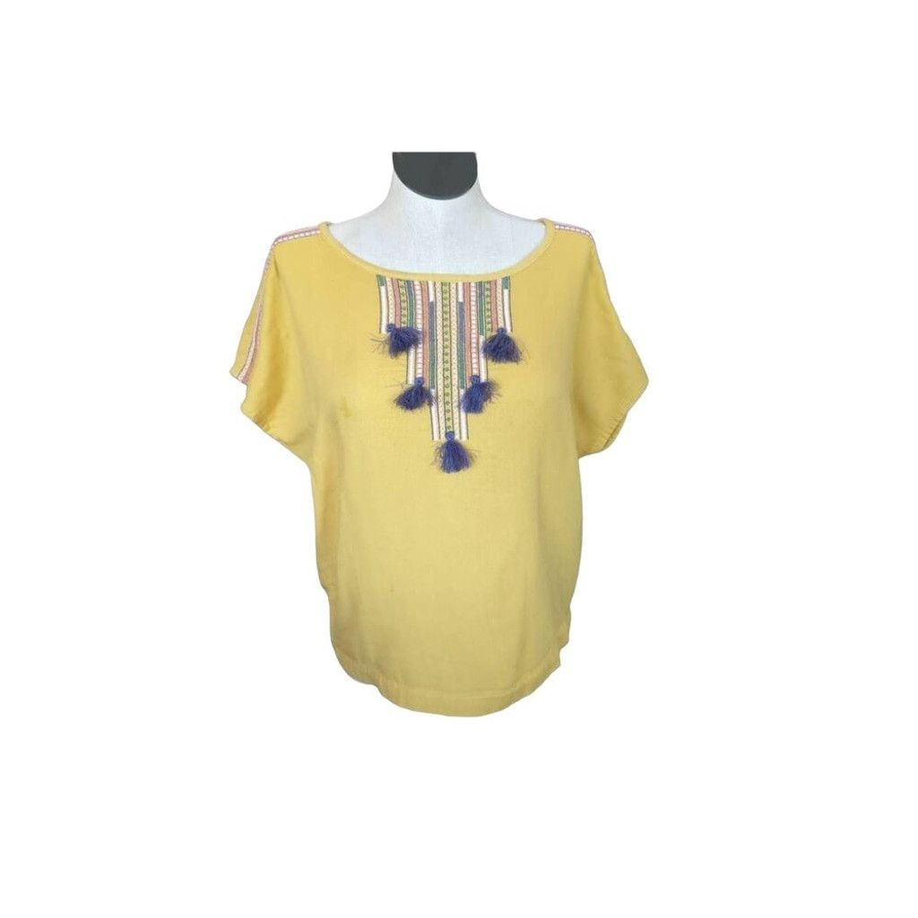 Ariat Ariat Flutter Sleeve Top Yellow Southwestern With Tassels XL Size XL / US 12-14 / IT 48-50 - 1 Thumbnail