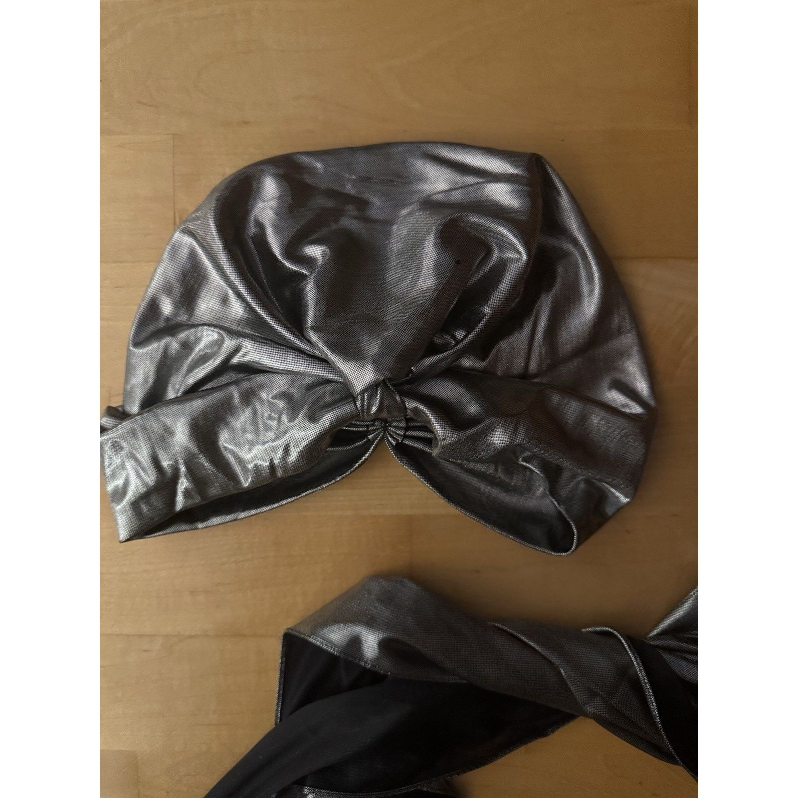 Vintage Silver Liquid Turban Hat And Reversible Scarf Size ONE SIZE - 2 Thumbnail