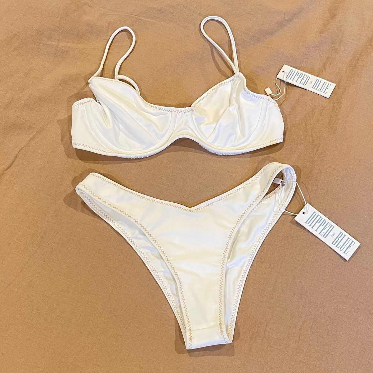 image of Dipped In Blue | NWT White Konoka Bikini In Milk Size Xs, Women's