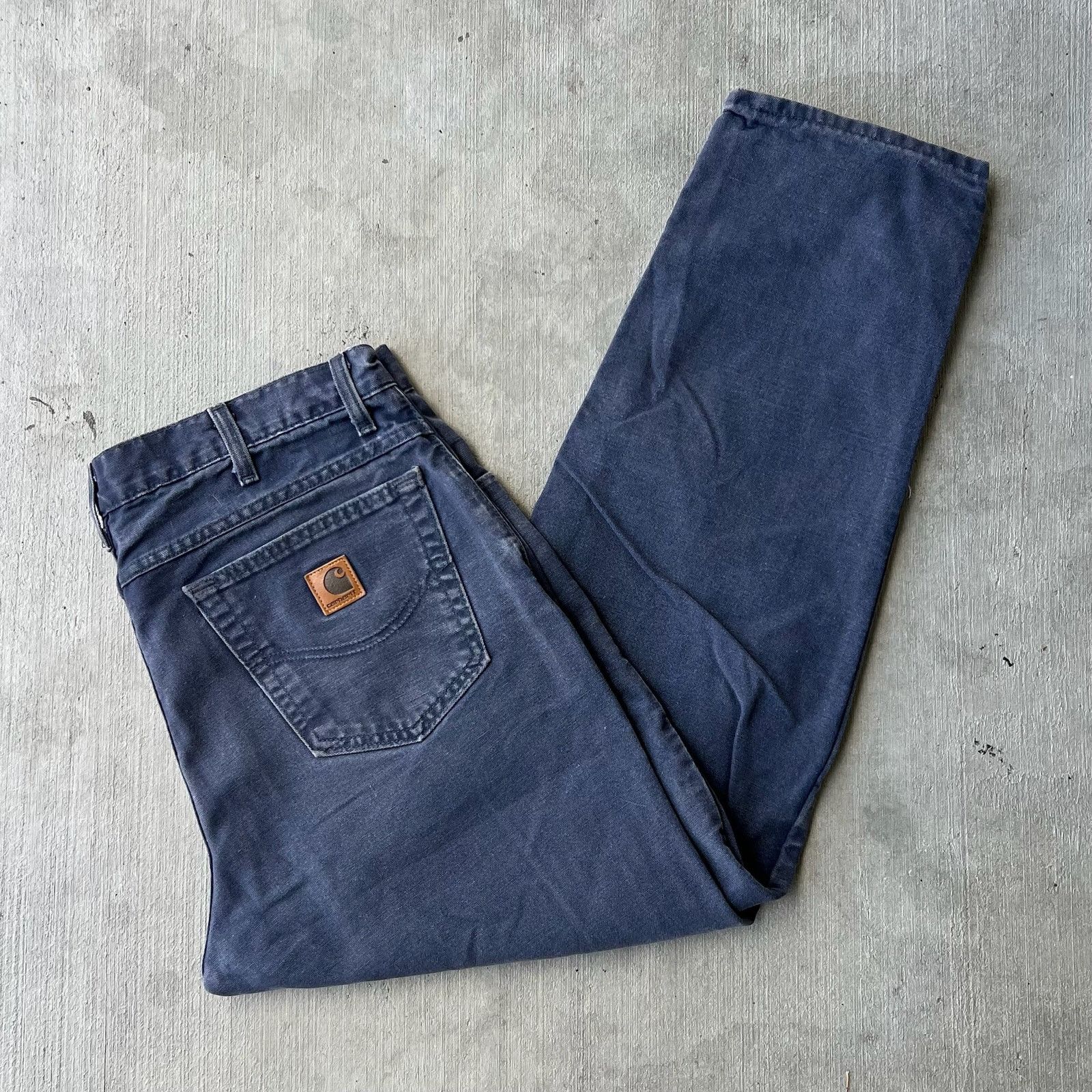 Carhartt × Vintage Carhartt ptb blue work wear carpenter pants Size US 35 - 1 Thumbnail