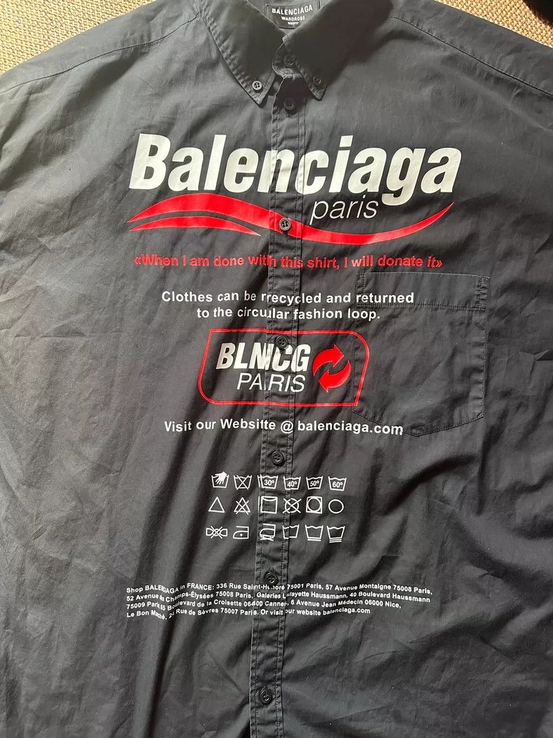 Balenciaga Balenciaga Shirt Environmental Protection Black and Red Sh Size US M / EU 48-50 / 2 - 1 Thumbnail