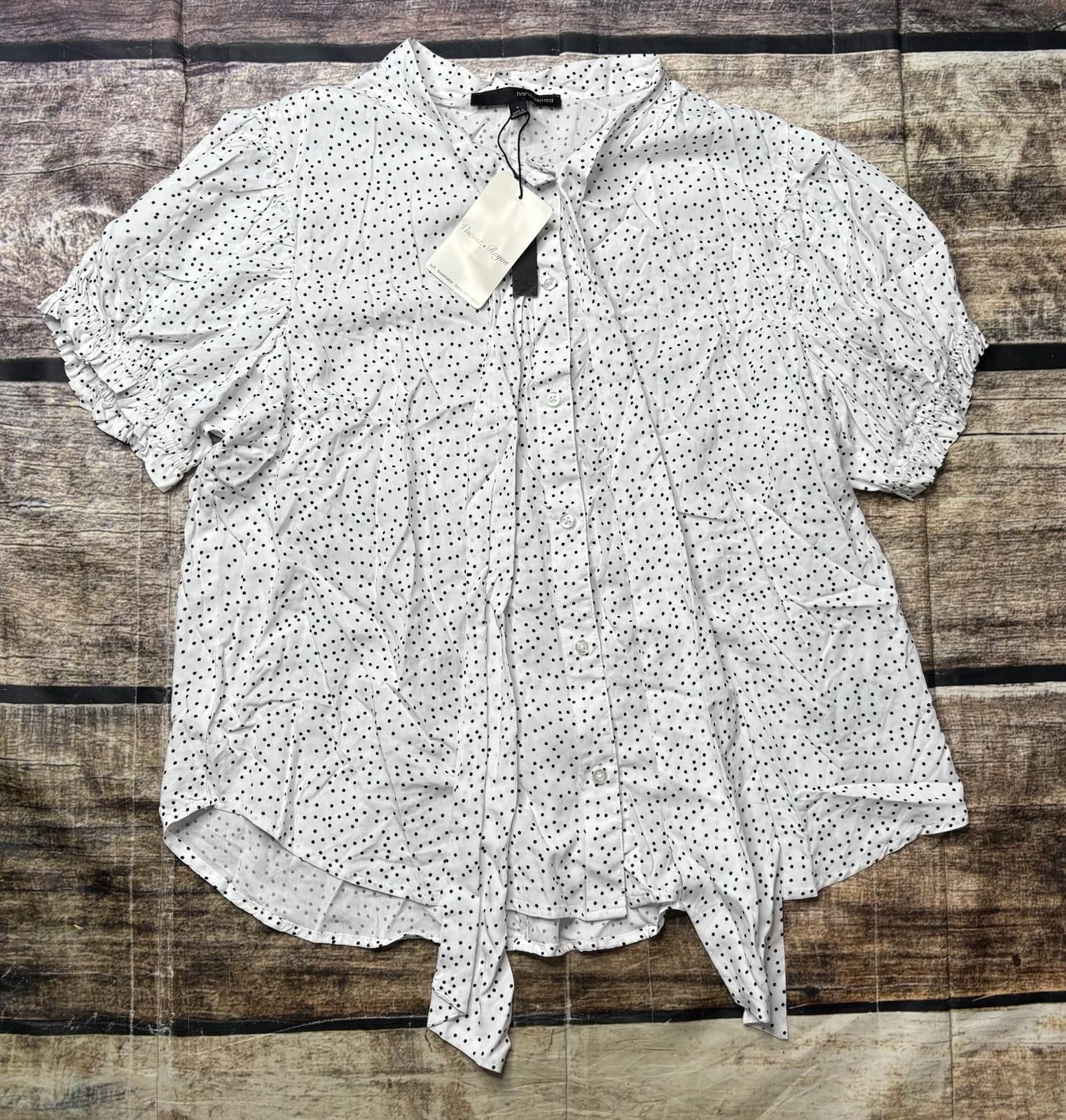 Harve Benard Harve Benard Top Womens Large Rayon White Black Dots Tie Size L / US 10 / IT 46 - 1 Thumbnail