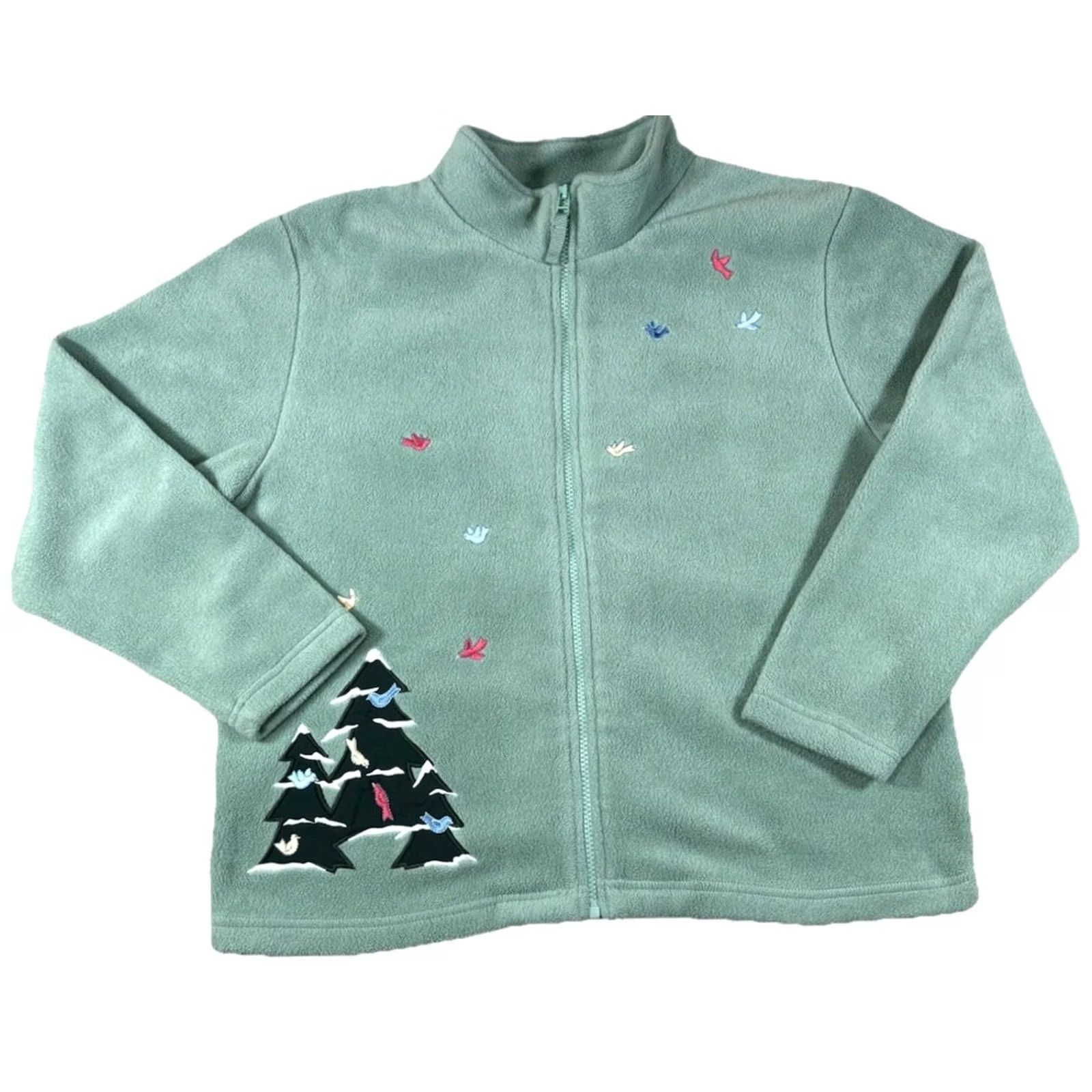 Vintage VINTAGE Christopher & Banks Fleece Cardigan Sweater Women’s Medium Green Full Zip 90s Christmas Holiday Outdoor Womens Size M / US 6-8 / IT 42-44 - 2 Thumbnail