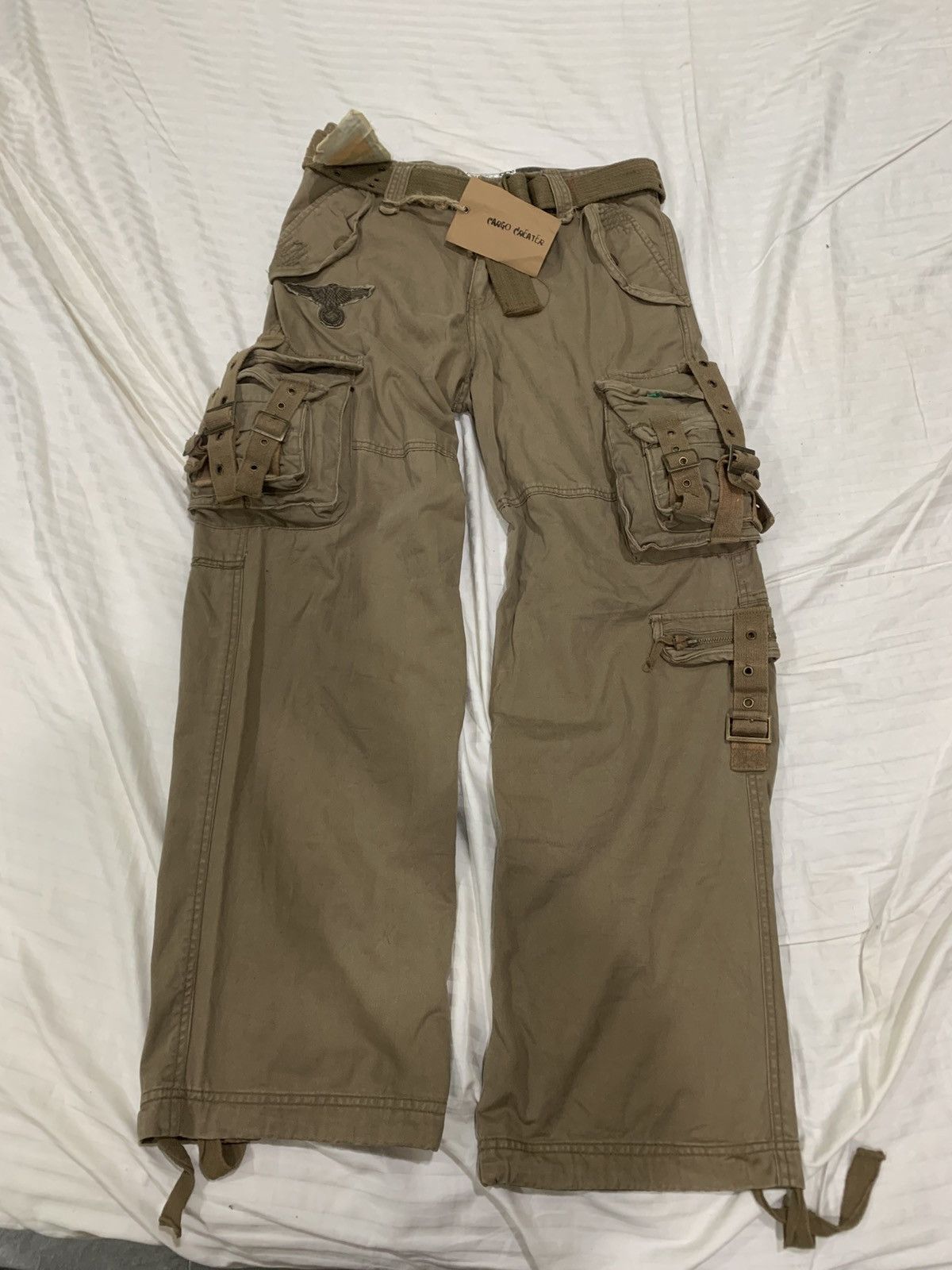 Japanese Brand Multipocket Cargo Creater Pants With Belt Size US 33 - 2 Thumbnail