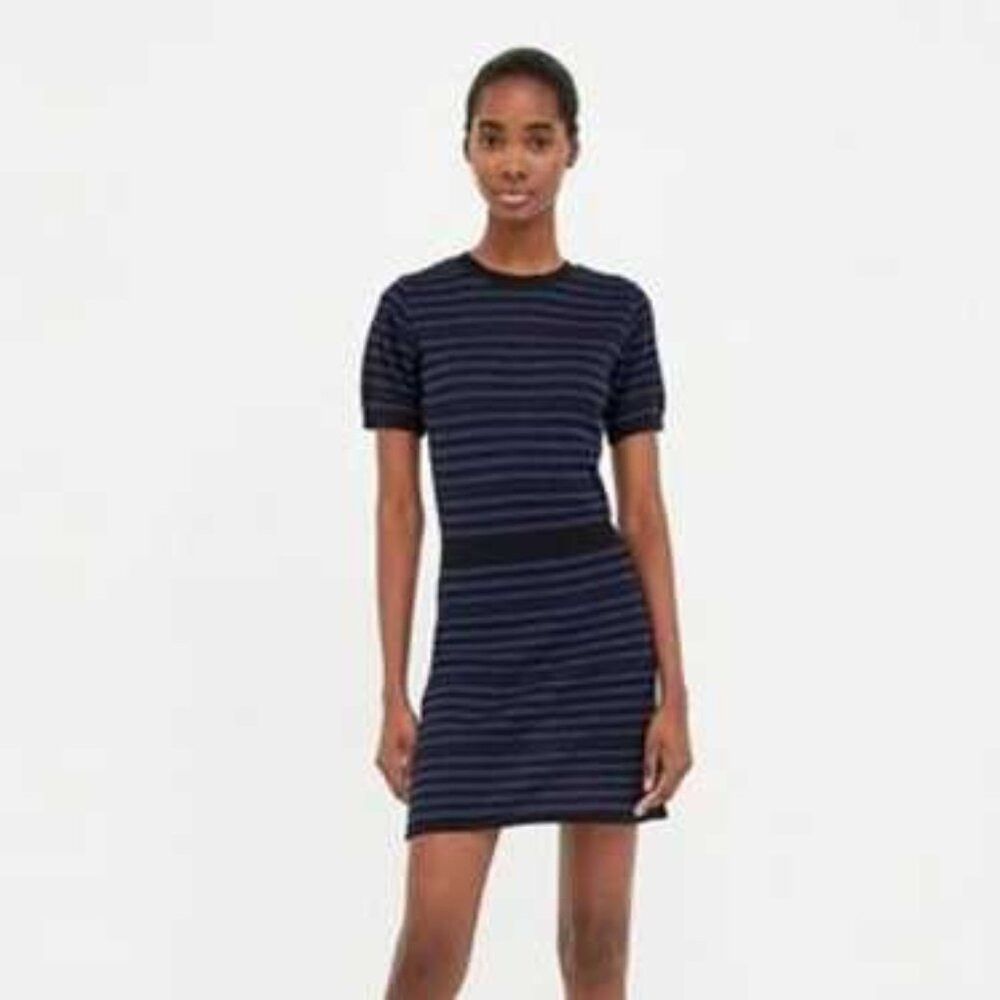 Zara NWT New Zara Striped Knit Viscose Short Sleeve Dress Size S Size S / US 4 / IT 40 - 1 Thumbnail