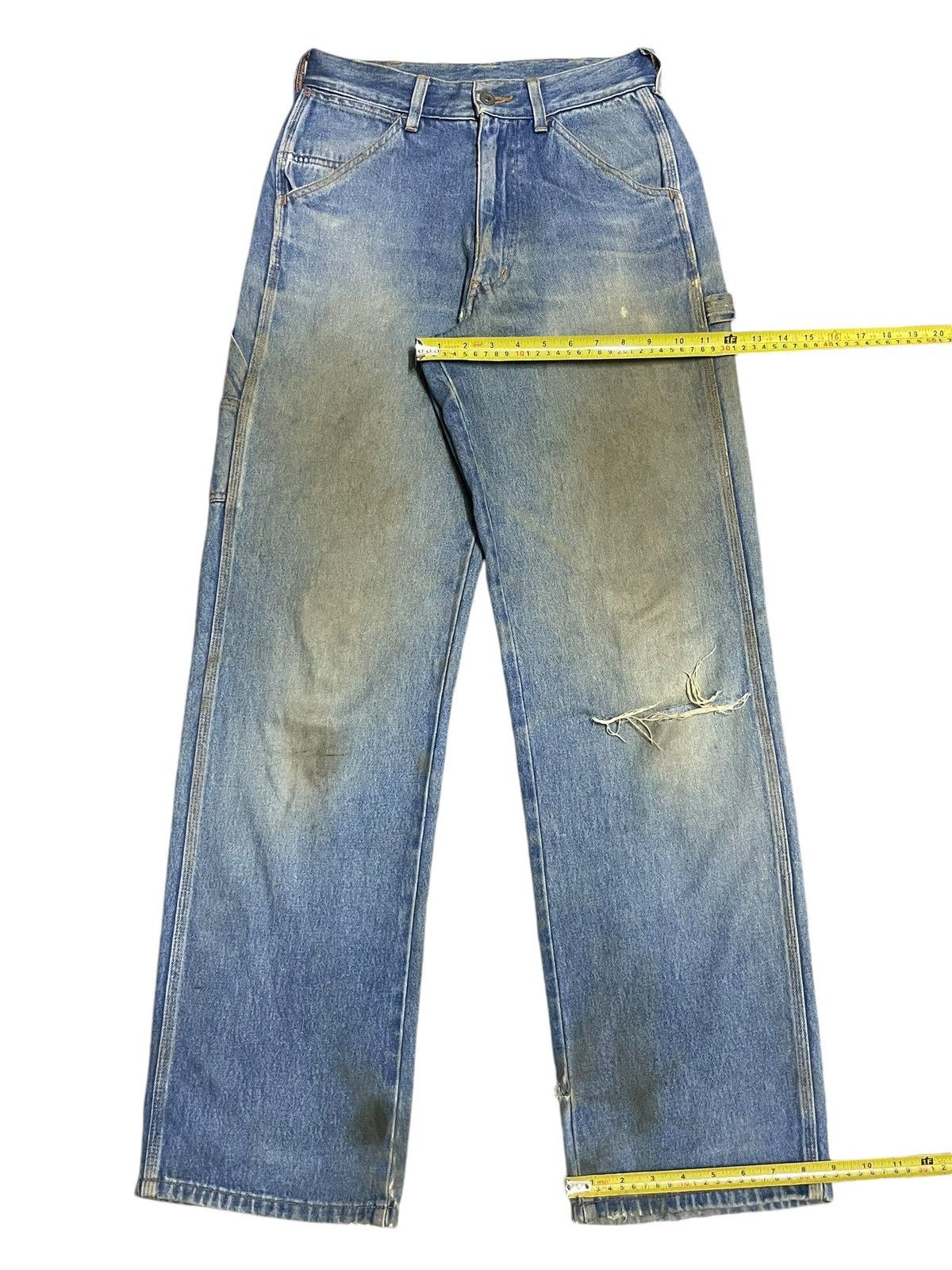 Japanese Brand Vintage Japanese Trashed Carpenter Mud Wash Loose Fit Jeans Size US 28 / EU 44 - 14 Thumbnail