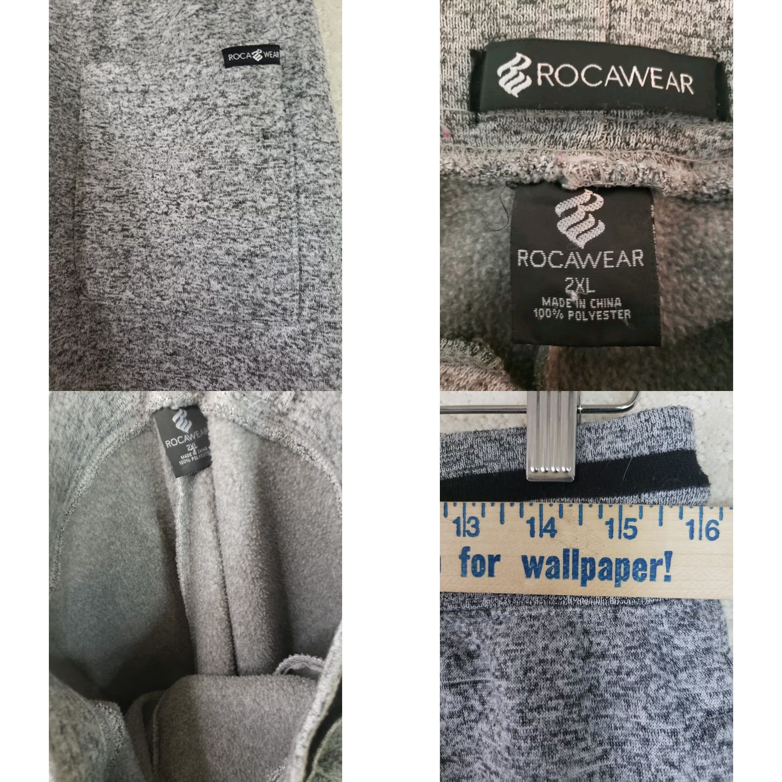 Rocawear Rocawear Jogger Pants Mens 2XL Gray Solid Logo 90s Athleisure CasualTapered Pocketed Elastic Waist Pockets Size US 39 - 10 Thumbnail
