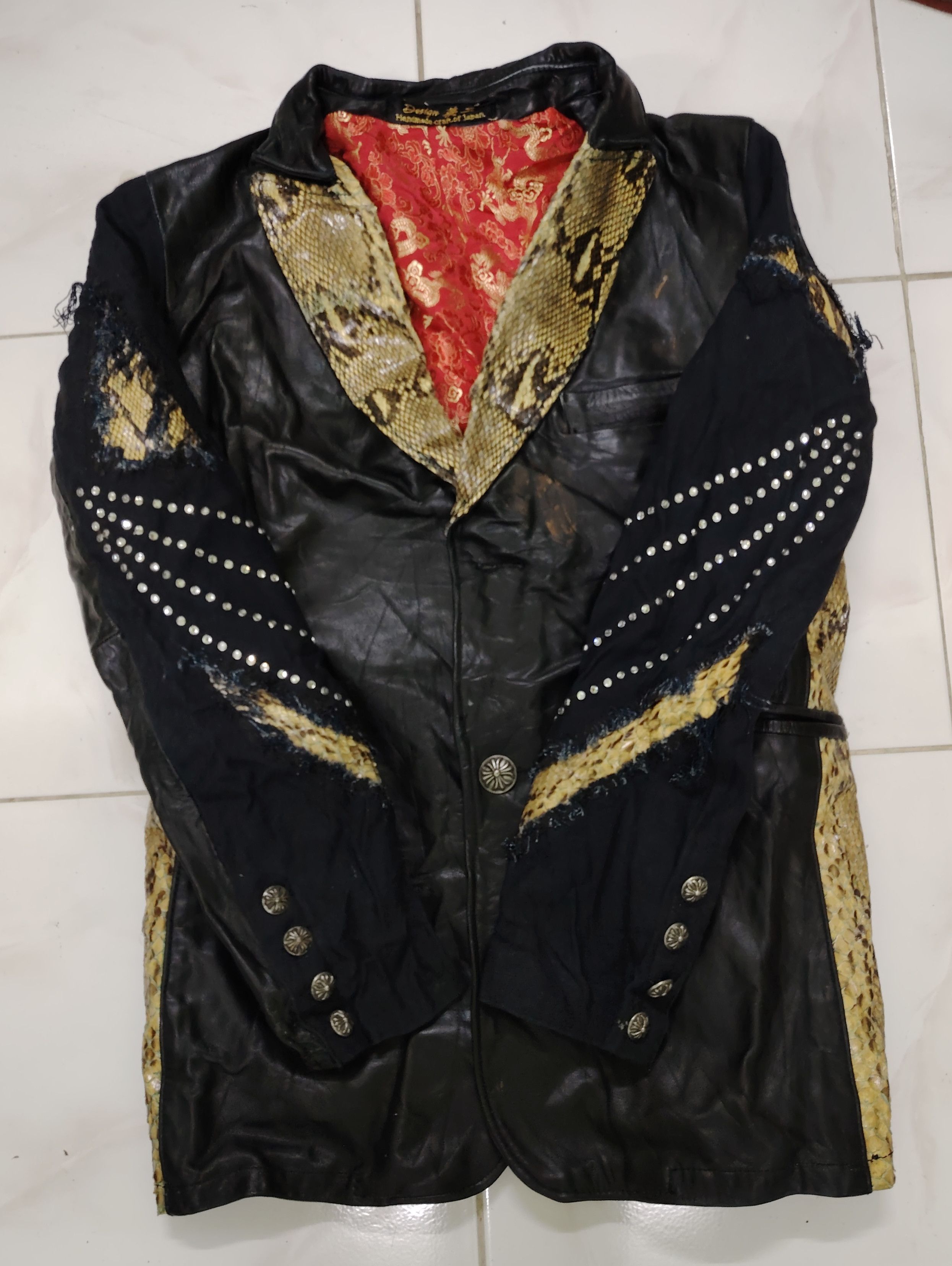 Japanese Brand Handmade Phyton Leather Jacket by EijiKyoto like ChromeHeart Size US M / EU 48-50 / 2 - 10 Thumbnail