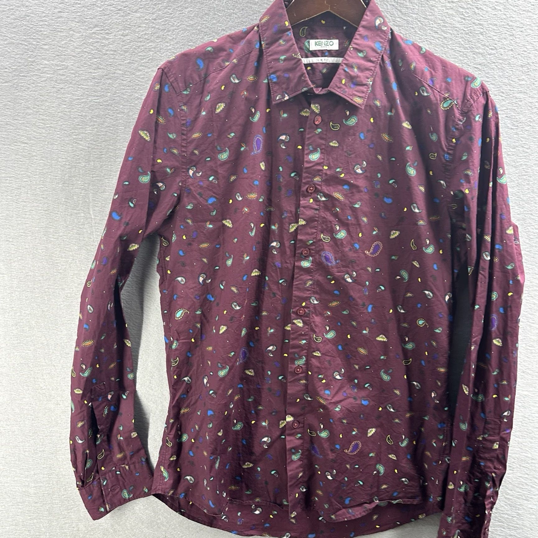 Kenzo KENZO Paris Shirt Mens 16 Blue Paisley Button-Up Slim Fit Long Sleeve Preppy Size US L / EU 52-54 / 3 - 2 Thumbnail