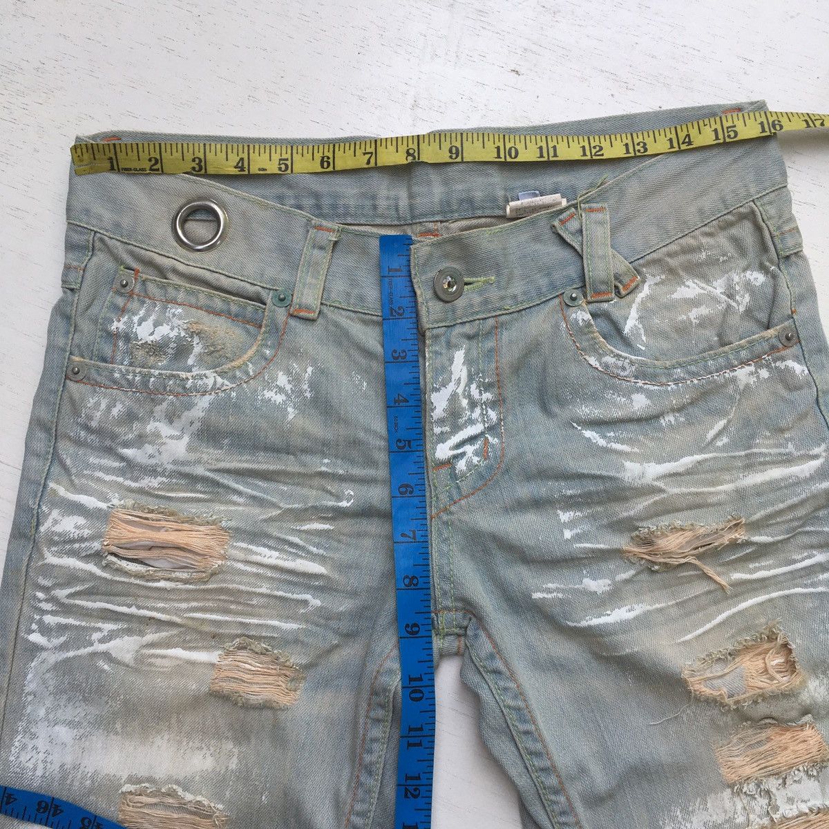 Japanese Brand Trashed Flared Denim Low Rise Paint Splash Size US 32 / EU 48 - 25 Thumbnail