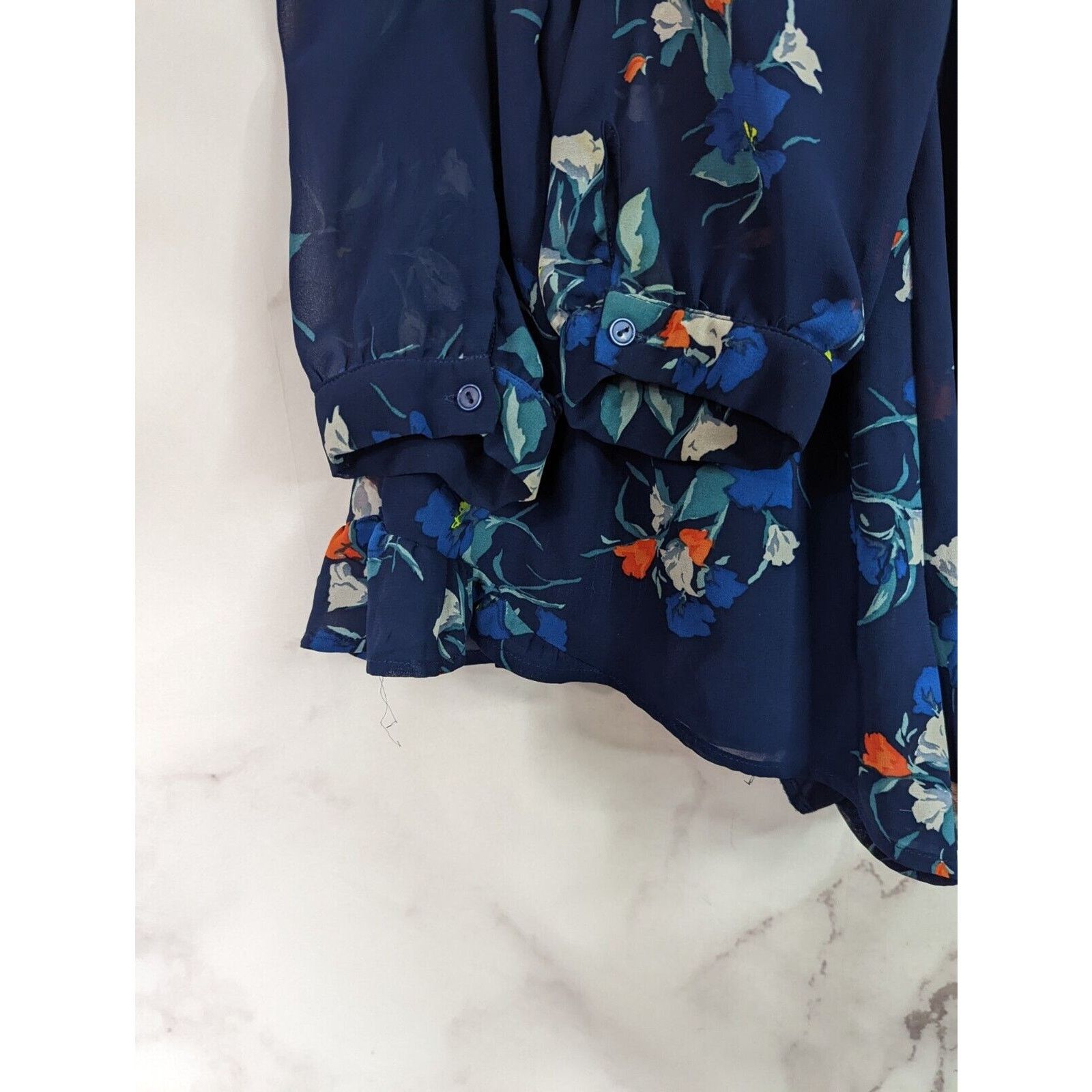 Nordstrom ASTR Romper Women Medium Long Sleeve Blue Floral Jumpsuit Size 32" / US 10 / IT 46 - 8 Thumbnail