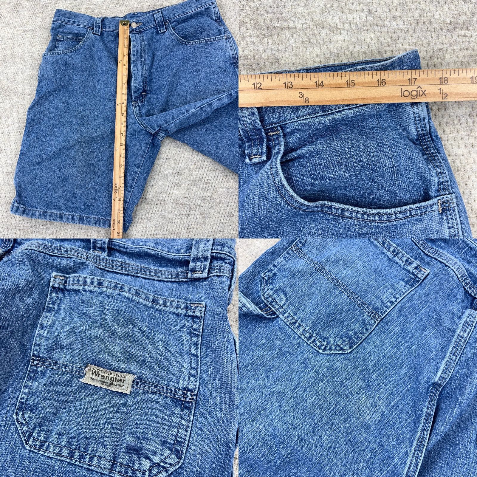 Wrangler VINTAGE Wrangler Shorts Men 36 Bermuda Denim 5-Pocket Relaxed Fit Blue Baggy Workwear 90s Grunge Hip Hop Rockabilly Classic 36 Mens Size US 36 / EU 52 - 8 Thumbnail
