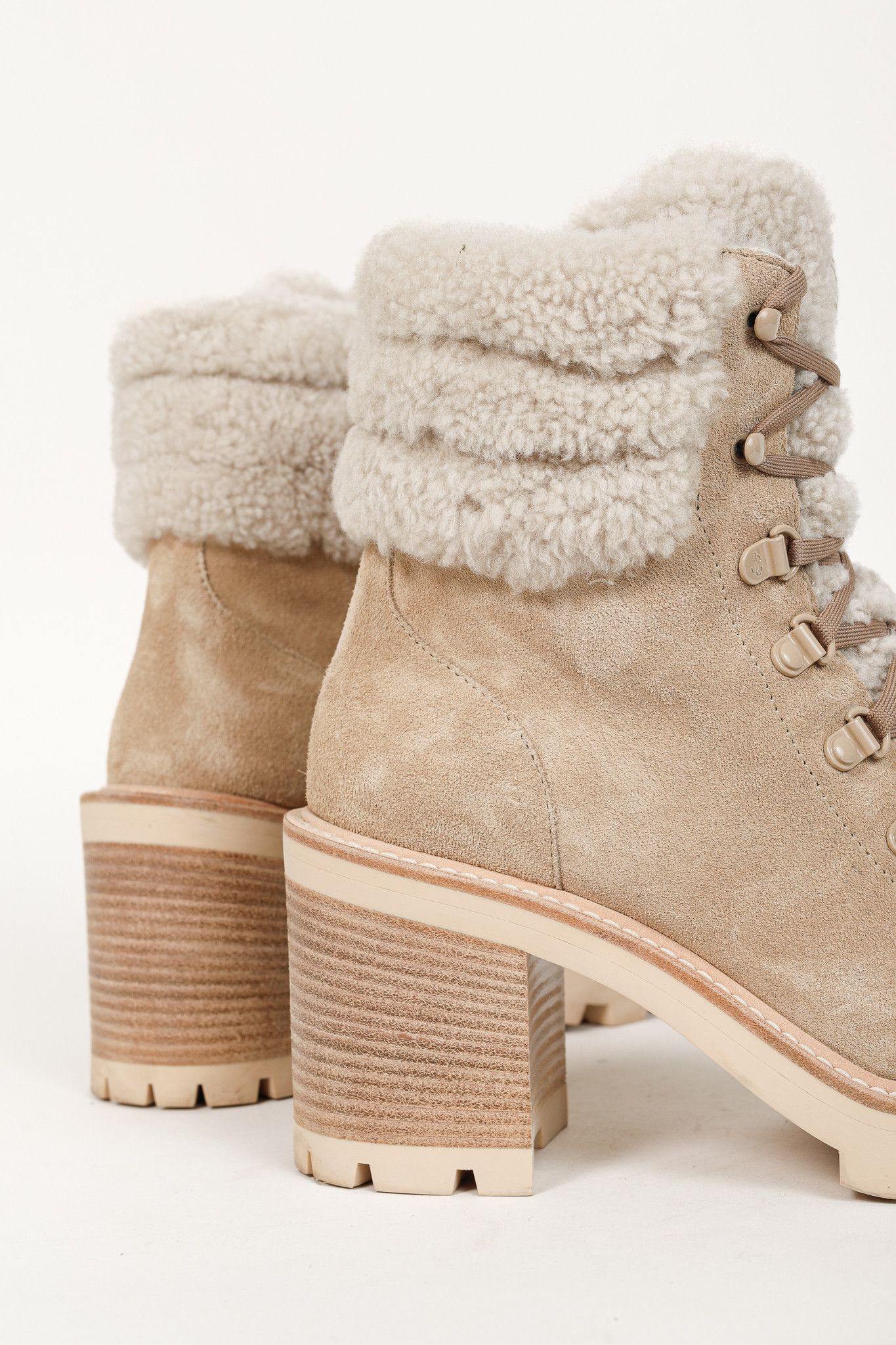 Jimmy Choo Jimmy Choo Eshe Stucco Suede Flat Shearling Hiking Boots Size US 8.5 / IT 38.5 - 9 Thumbnail