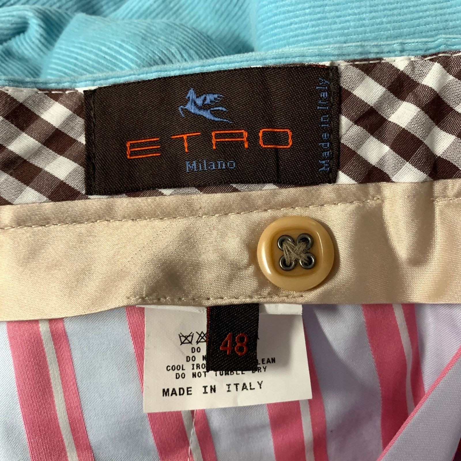 Etro ETRO Size 38 Light Blue Corduroy Cotton Storm Collar Suit Size 38R - 10 Thumbnail