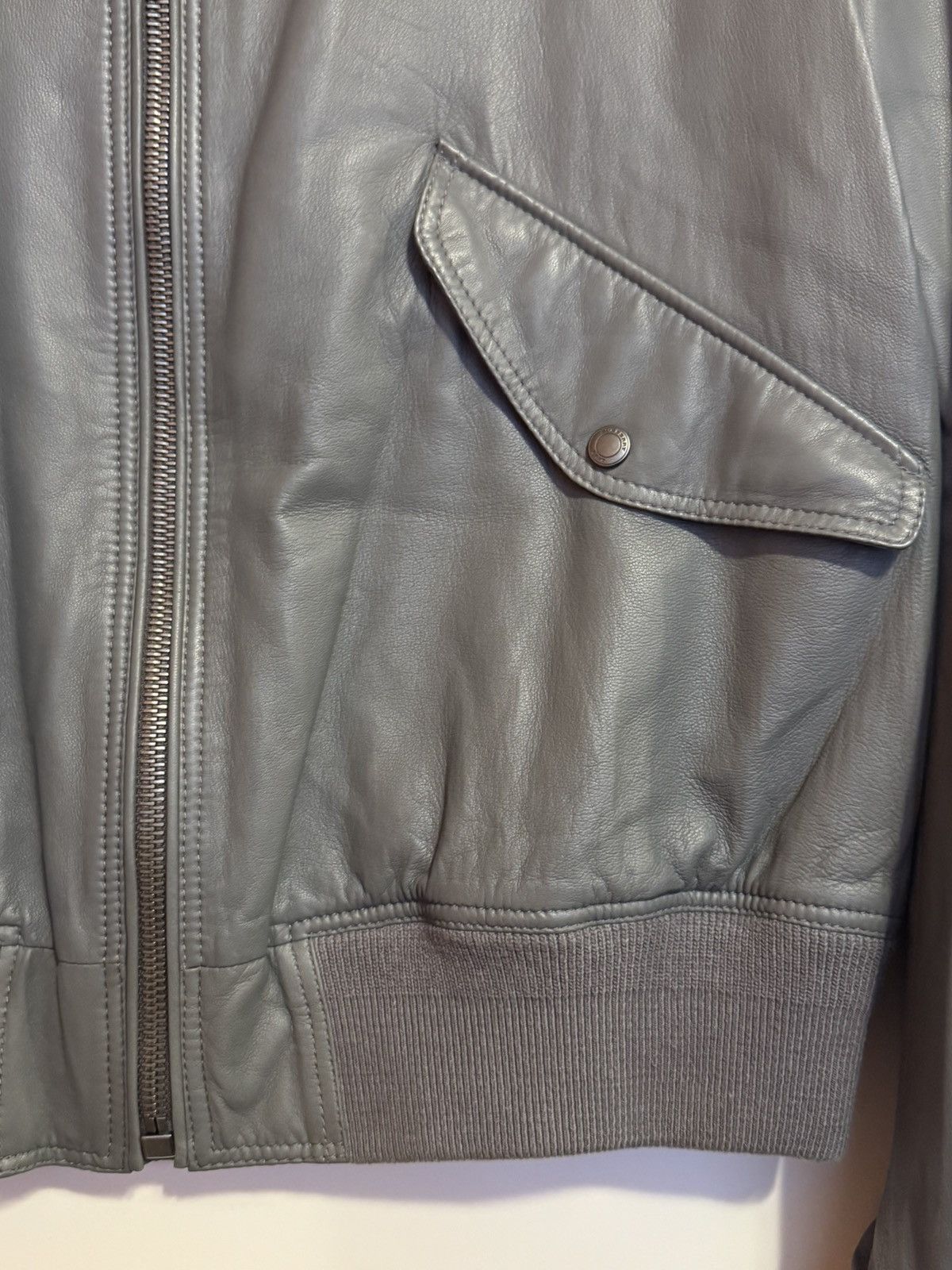 Burberry Burberry Brit Lamb Leather Grey Bomber Jacket Size Large Size US L / EU 52-54 / 3 - 6 Thumbnail