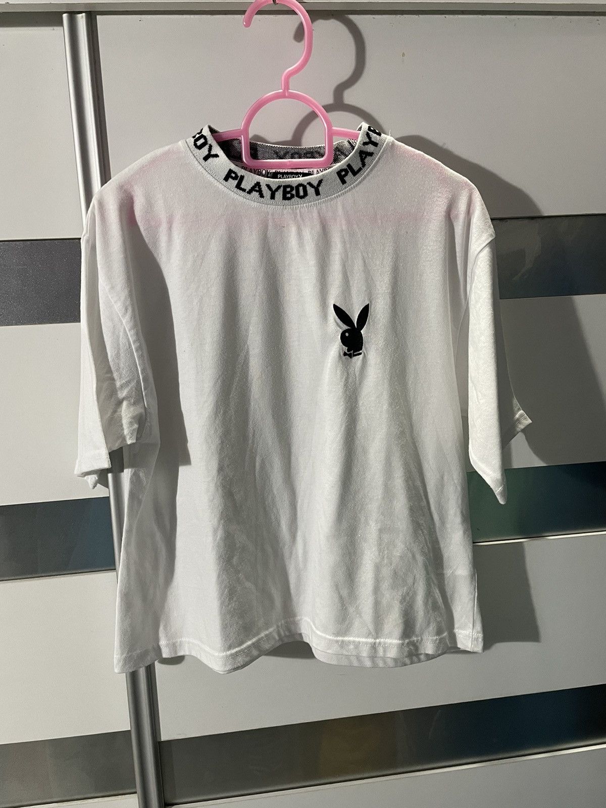 Playboy × Vintage Playboy Crop top shirt embroidery logo Neck logo Size L / US 10 / IT 46 - 1 Thumbnail