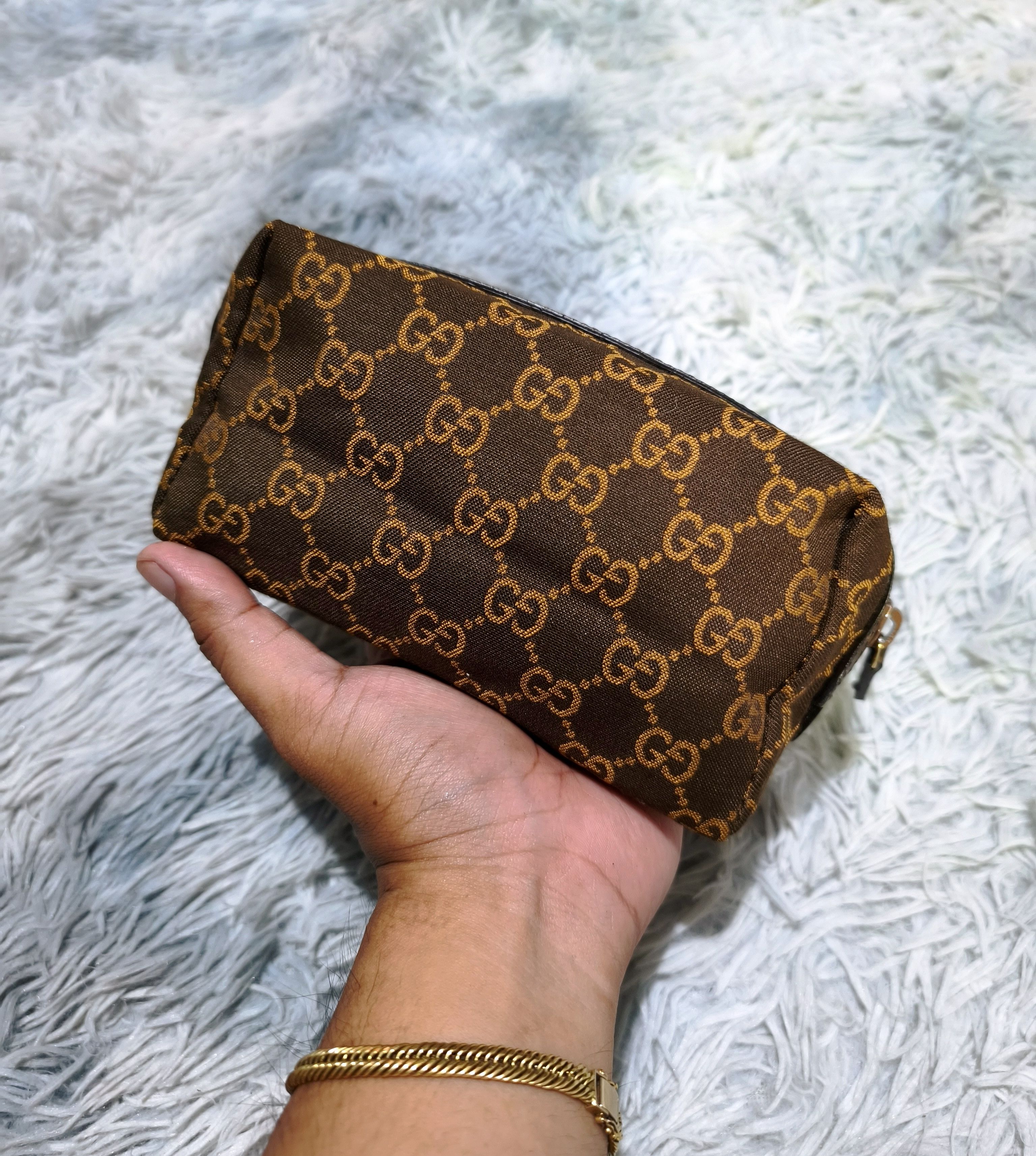 Gucci Vintage Gucci Brown GG Canvas Cosmetic Pouch Size ONE SIZE - 2 Thumbnail