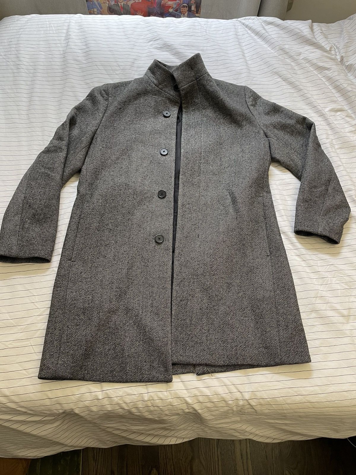 Theory Theory Wool Blend Funnel Neck Overcoat (Size L) Size US L / EU 52-54 / 3 - 1 Thumbnail