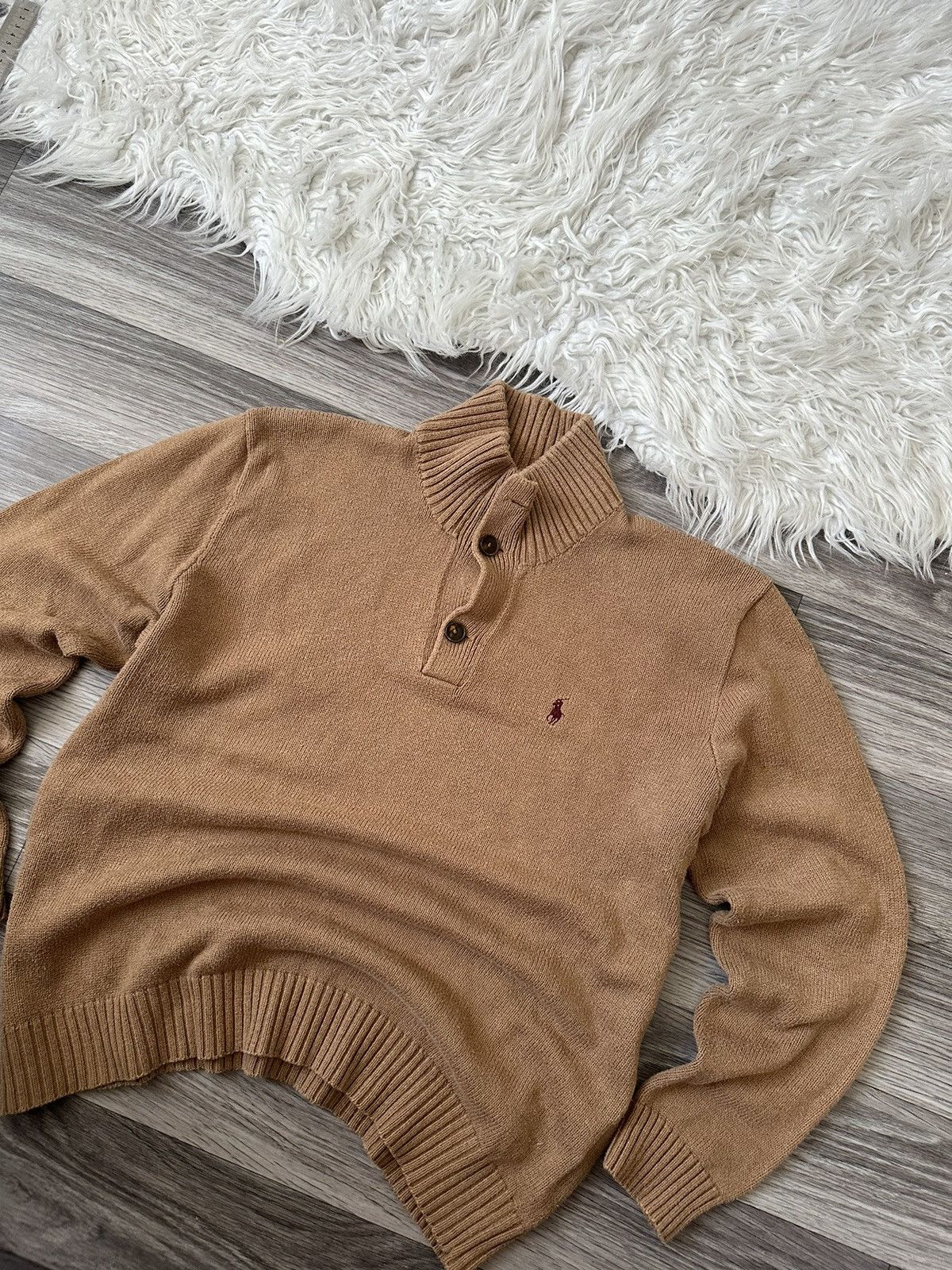 Polo Ralph Lauren Polo Ralph Lauren Beige Heavy Knit 1/4 Sweater oldmoney Size US L / EU 52-54 / 3 - 2 Thumbnail