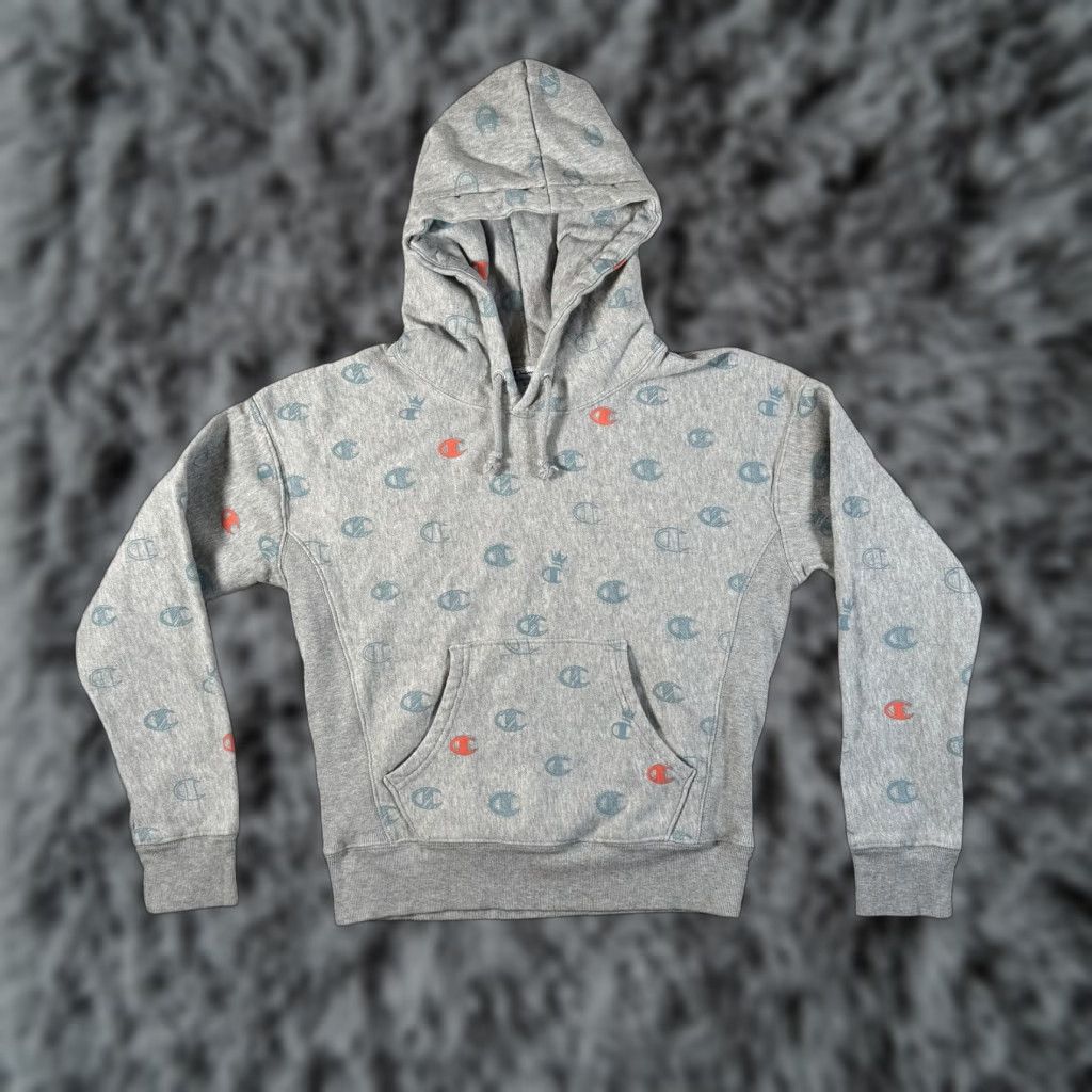 Champion Champion Reverse Weave Hoodie Womens Small Gray Allover C Logo Pullover Fleece Size S / US 4 / IT 40 - 1 Thumbnail