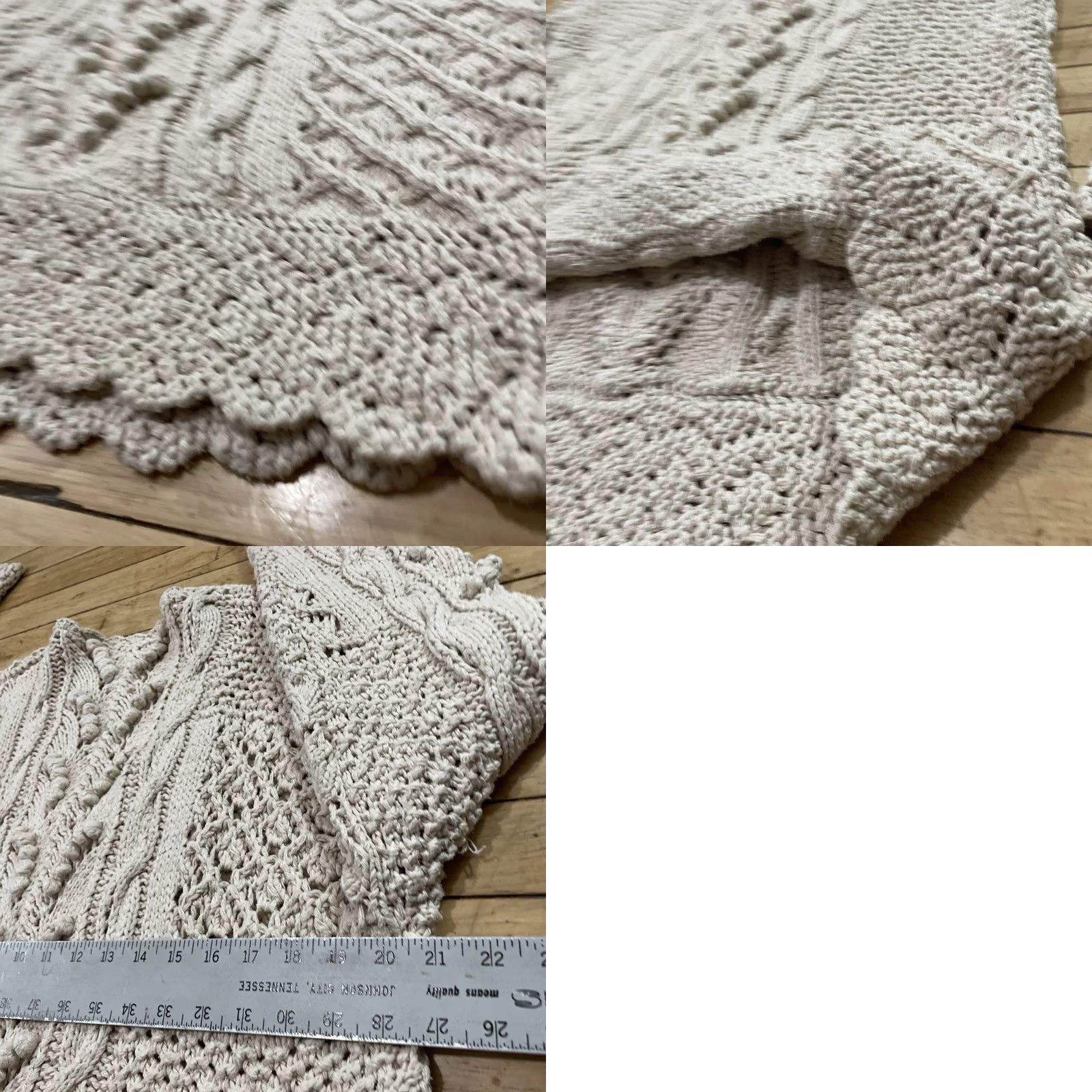 Express VINTAGE EXPRESS TRICOT Crochet Silk Tunic Sweater Dress Women M Cream Boho Hand Knit Shirt Size M / US 6-8 / IT 42-44 - 11 Thumbnail