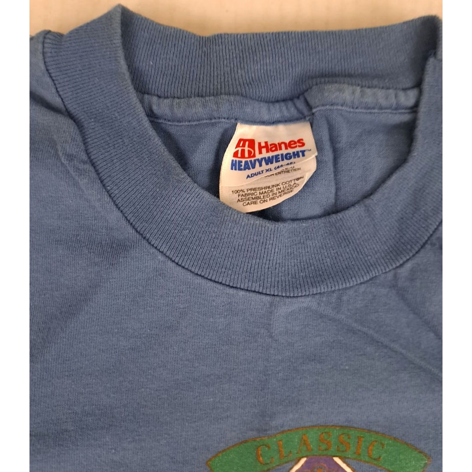 X-LARGE VINTAGE New England Boston Single Stitch Hanes T-Shirt Women XL Crew Neck Short Sleeve 90s Graphic Tee Blue Size XL / US 12-14 / IT 48-50 - 5 Thumbnail