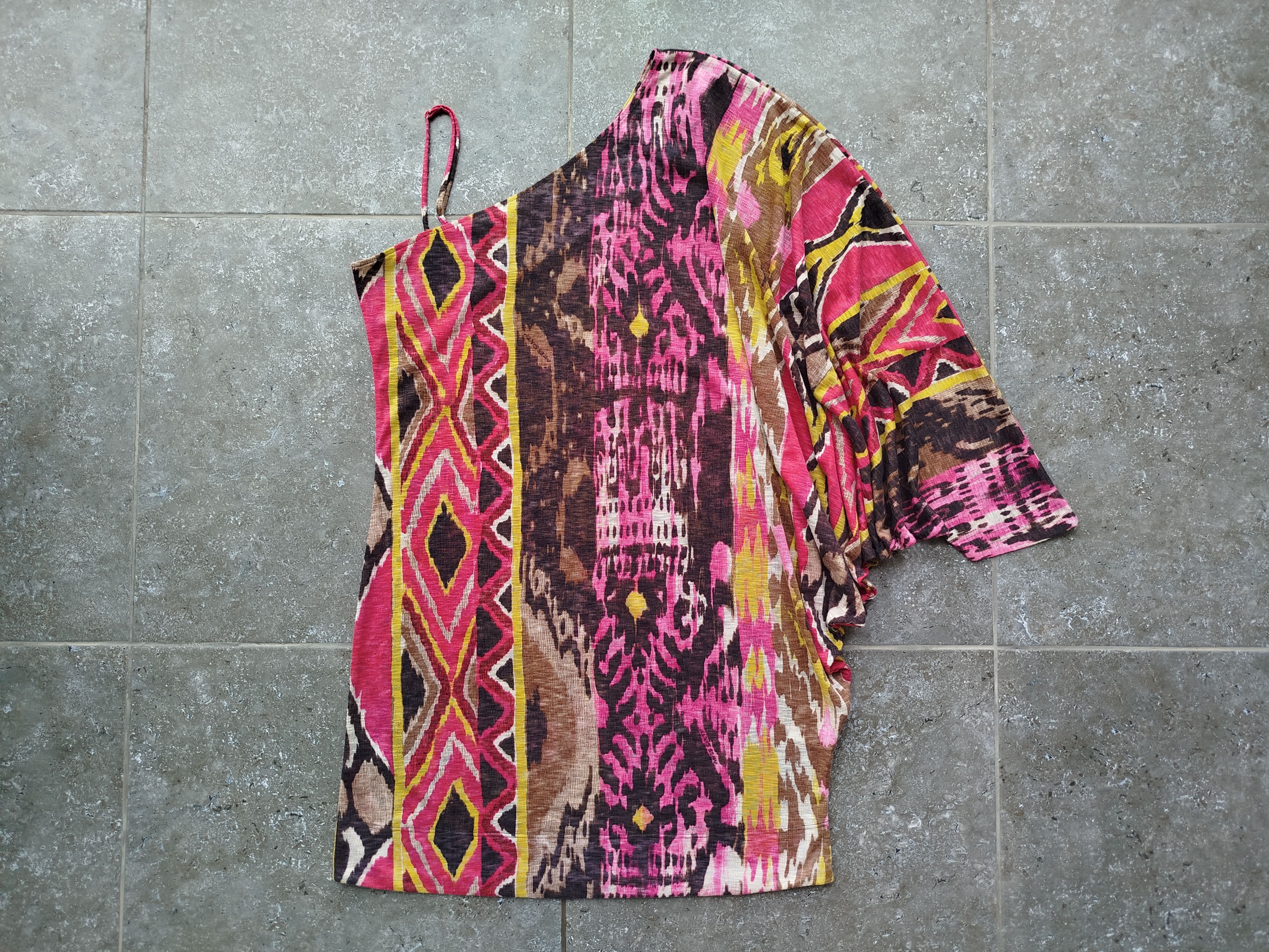 Miss Sixty Dress Tunic One Shoulder Boho Tribal Italy Vintage Y2K Size M / US 6-8 / IT 42-44 - 2 Thumbnail