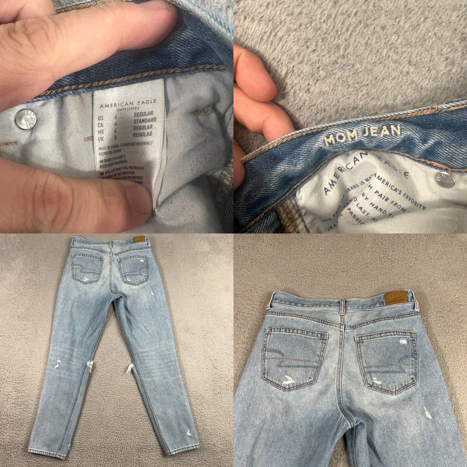 American Eagle Outfitters VINTAGE American Eagle Women's Mom Jeans Size 4 Regular Light Wash Stretch Denim Blue 28in Waist Size 27" / US 4 / IT 40 - 8 Thumbnail
