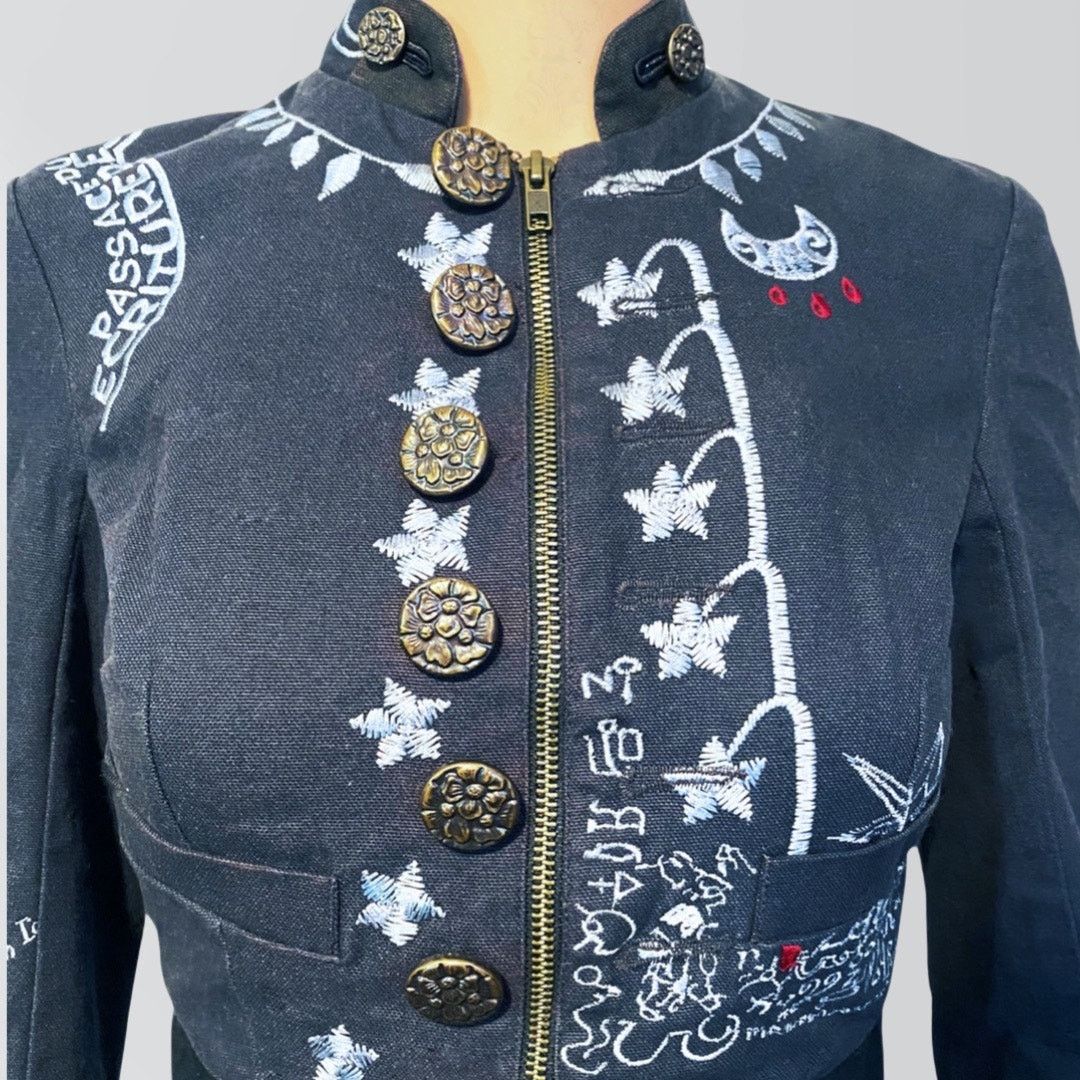 Allsaints NWT Vintage AllSaints Rare Embroidered Symbols Crop Jacket Size S / US 4 / IT 40 - 4 Thumbnail