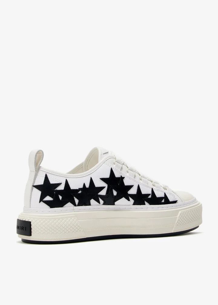 Amiri o1mle0426 Stars Court Low-Top Sneakers in White/Black Size US 15 / EU 48 - 4 Thumbnail