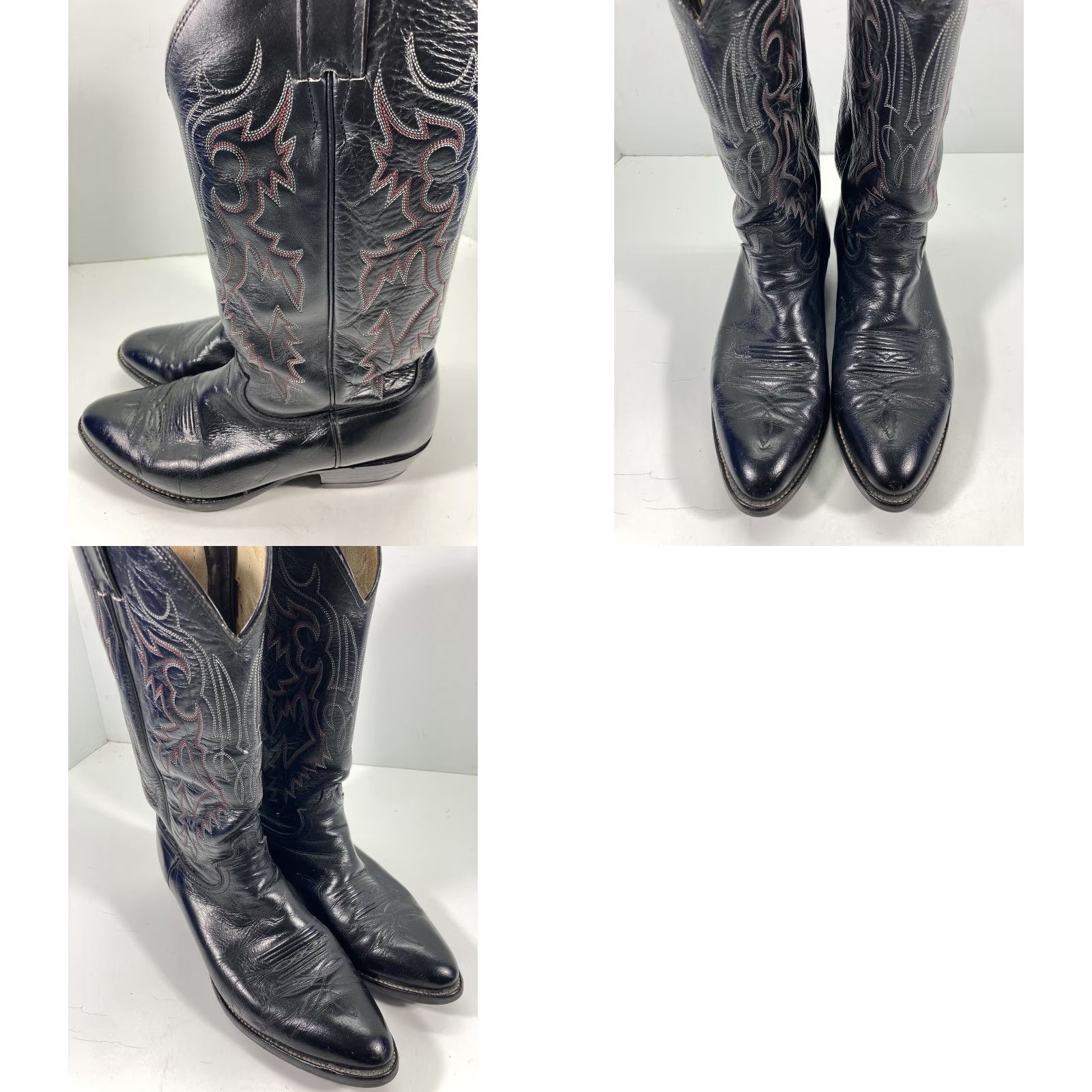 Justin Boots VINTAGE Justin Boots Men Black Leather Western Western Boot EE Wide 8.5 Cowboy Style Leather Outsole United States Mens Size US 9 / EU 42 - 10 Thumbnail