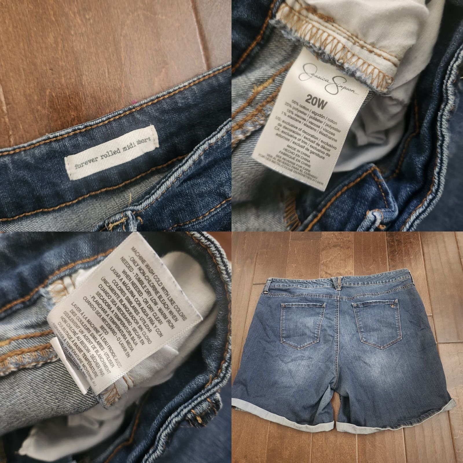 Jessica Simpson Jessica Simpson Womens 20W Dark Wash Denim Shorts Rolled Cuff Casual American 90s Stretch Blue Regular Ship Womens Size 42" / US 20 - 9 Thumbnail