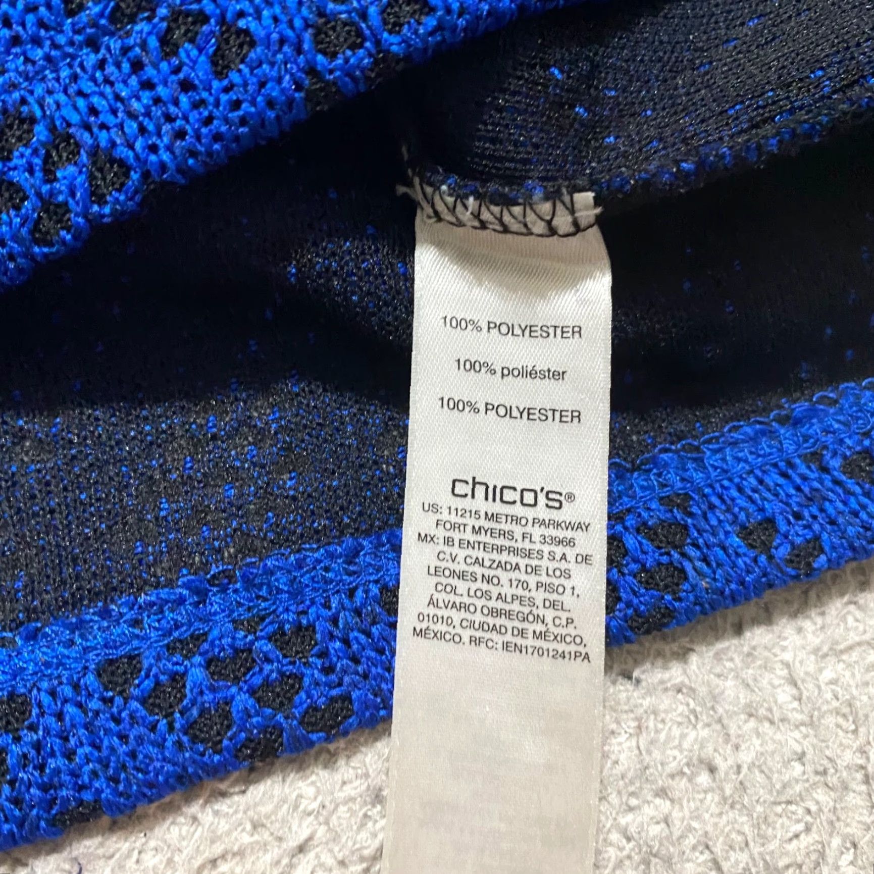 Vintage Chico's Womens Shirt Blue Geometric Long Sleeve Round Neck L Bohemian 90s? Size L / US 10 / IT 46 - 7 Thumbnail