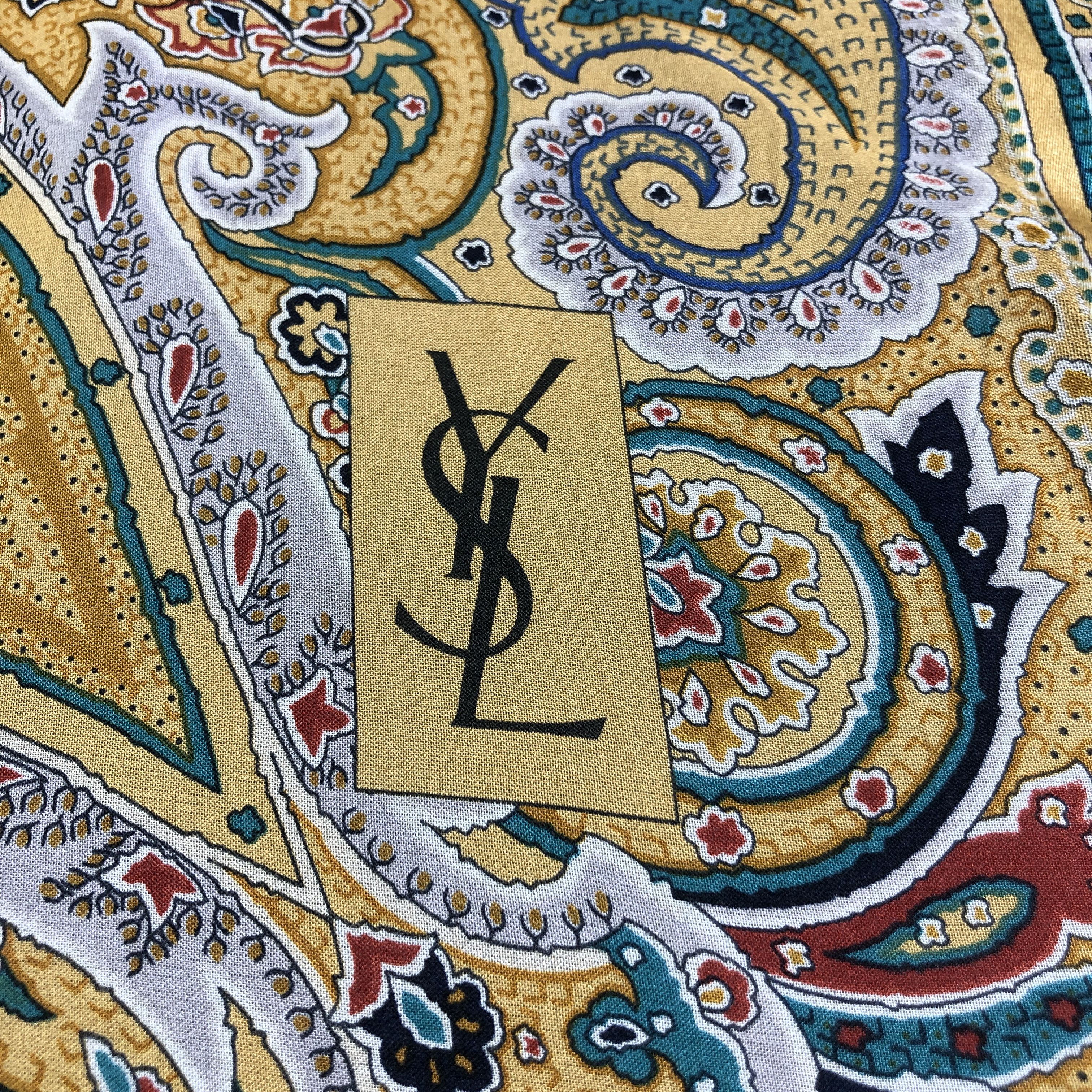 Yves Saint Laurent Yves Saint Laurent Paisley Hand Rolled Silk Scarf M1154 Size ONE SIZE - 4 Thumbnail