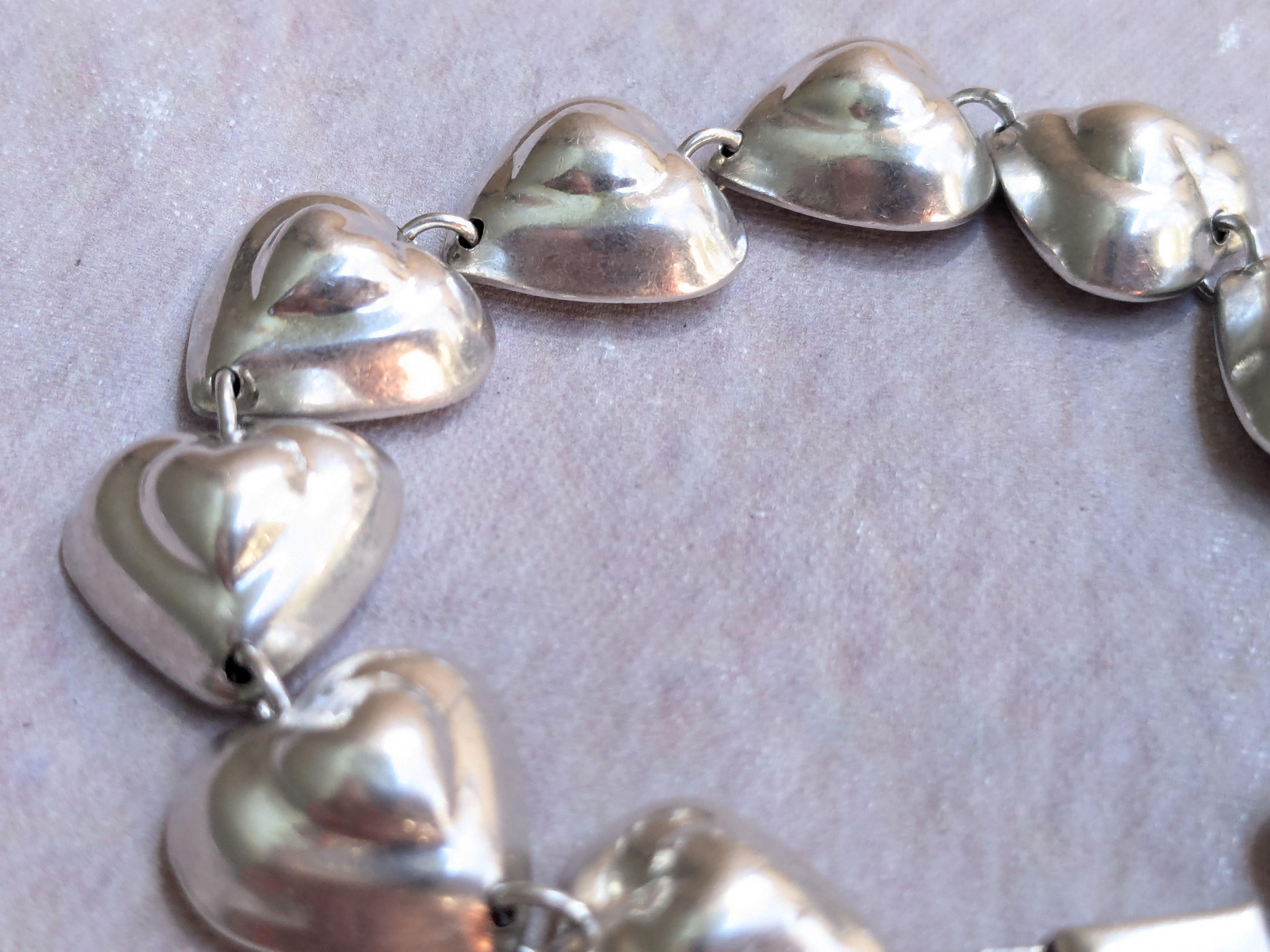 Jewelry Vintage Taxco Sterling Silver Heart Bracelet Y2K 7.5" Size ONE SIZE - 4 Thumbnail